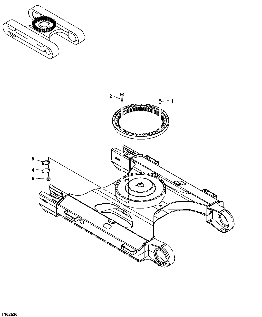 Схема запчастей John Deere 25CLC RTS - 259 - SWING BEARING HARDWARE 4351 GEARS, SHAFTS, & BEARINGS