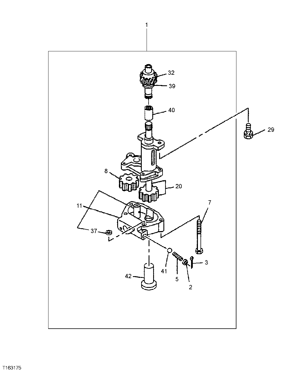 Схема запчастей John Deere 35D - 30 - ENGINE OIL PUMP 0407 ENGINE OILING SYSTEM