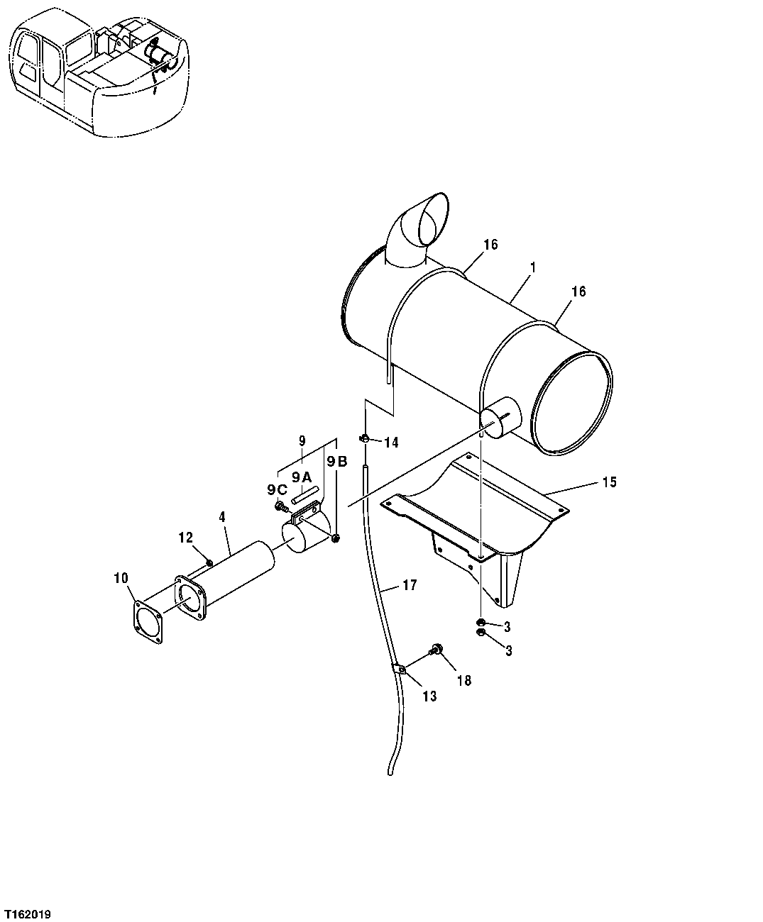 Схема запчастей John Deere 35D - 75 - MUFFLER 0531 MUFFLER & EXHAUST PIPE