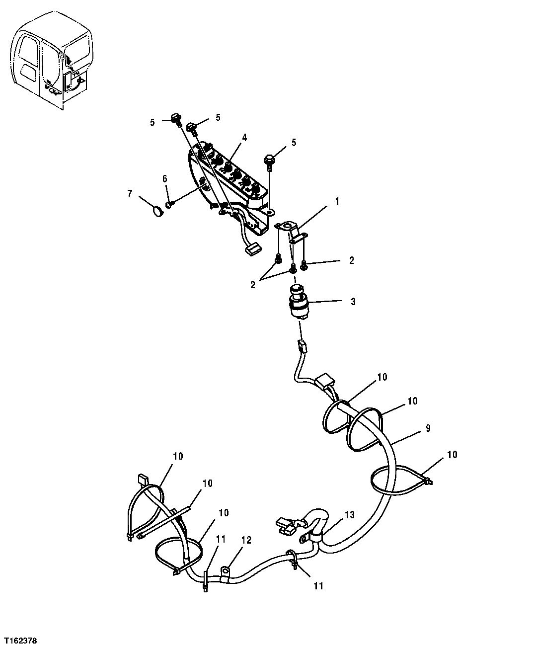 Схема запчастей John Deere 35D - 84 - CAB CONSOLE WIRING HARNESS 1674 WIRING HARNESS & SWITCHES (IF NOT INCLUDED ELSEWHERE)