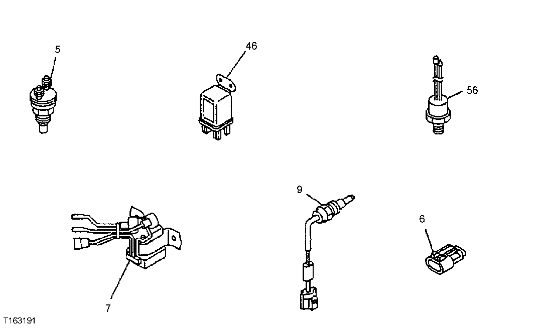 Схема запчастей John Deere 35D - 91 - ENGINE ELECTRICAL SWITCHES AND SENSORS 1678 SENSORS