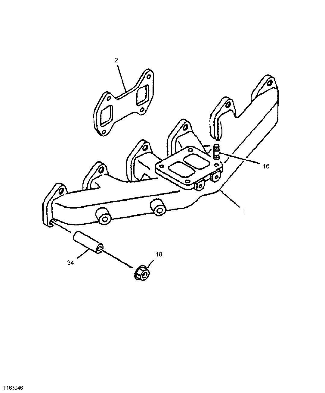 Схема запчастей John Deere 35D - 38 - EXHAUST MANIFOLD 0410 EXHAUST MANIFOLD