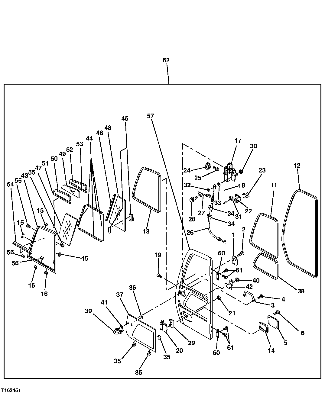 Схема запчастей John Deere 35D - 102 - CAB COMPONENTS (DOOR ASSEMBLY) 1810 OPERATOR ENCLOSURE