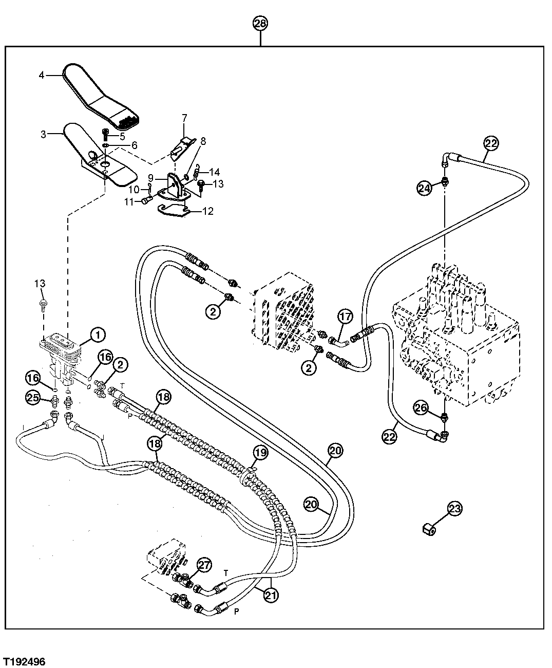 Схема запчастей John Deere 35D - 195 - FOOT PEDAL CONTROL KIT 3315 CONTROLS LINKAGE