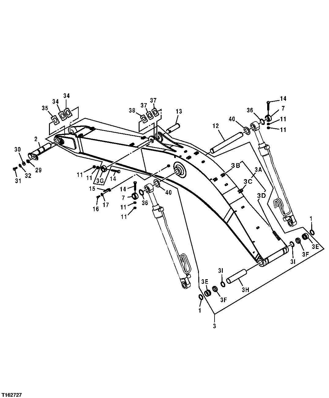 Схема запчастей John Deere 35D - 196 - BOOM 3340 BACKHOE & EXCAVATOR FRAMES