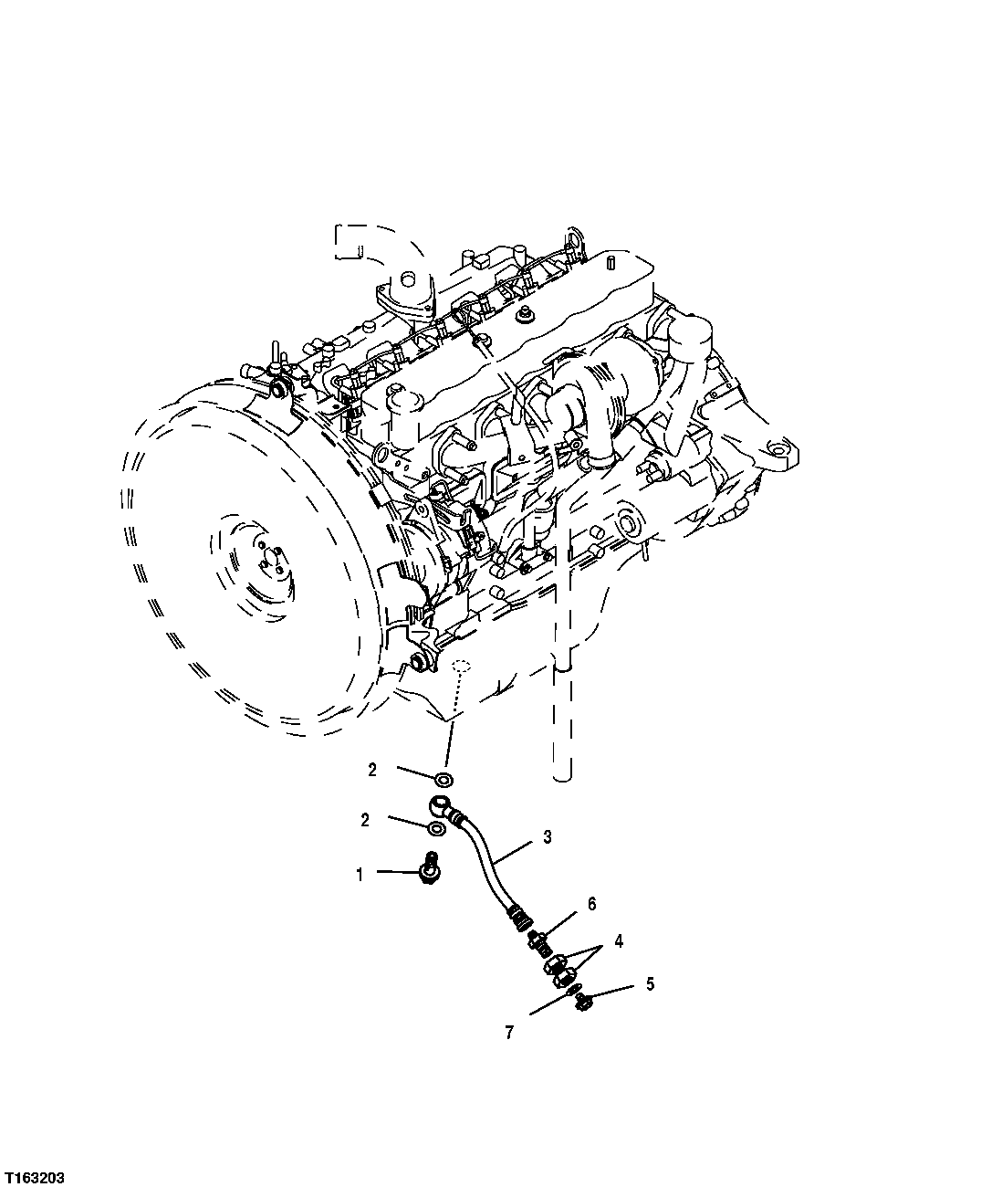 Схема запчастей John Deere 35D - 33 - ENGINE OIL DRAIN LINE 0407 ENGINE OILING SYSTEM