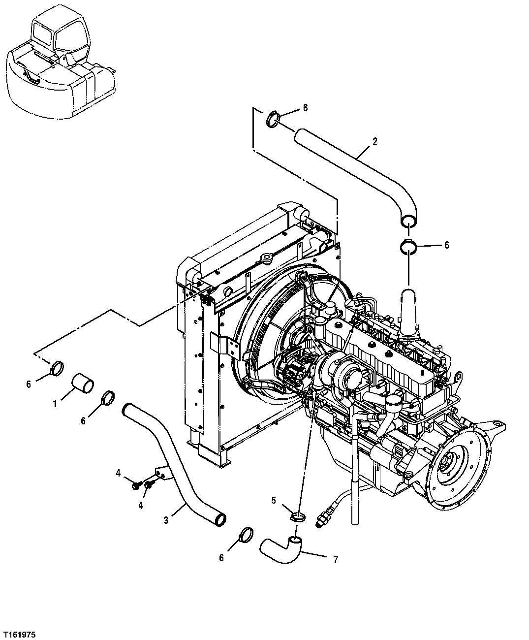 Схема запчастей John Deere 35D - 62 - CHARGE AIR COOLER LINES 0510 ENGINE COOLING SYSTEMS