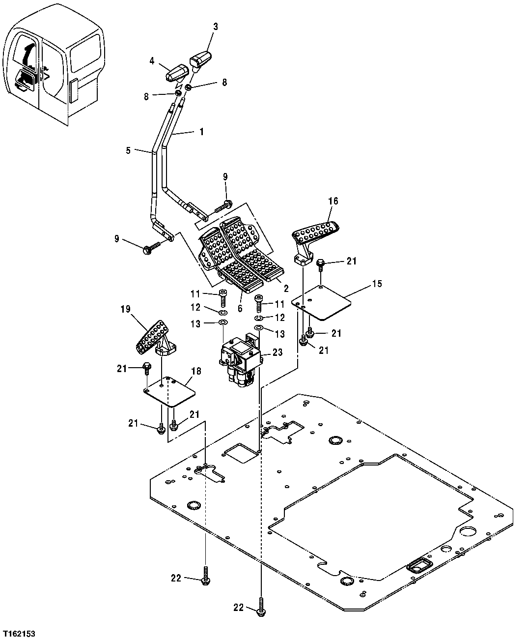 Схема запчастей John Deere 35D - 190 - PROPEL PILOT CONTROLLER, LEVER AND HANDLE 3315 CONTROLS LINKAGE