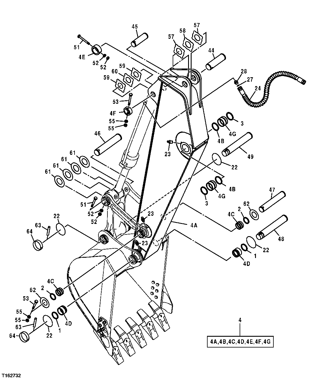 Схема запчастей John Deere 35D - 198 - SHORT ARM (2.2 M) 3340 BACKHOE & EXCAVATOR FRAMES