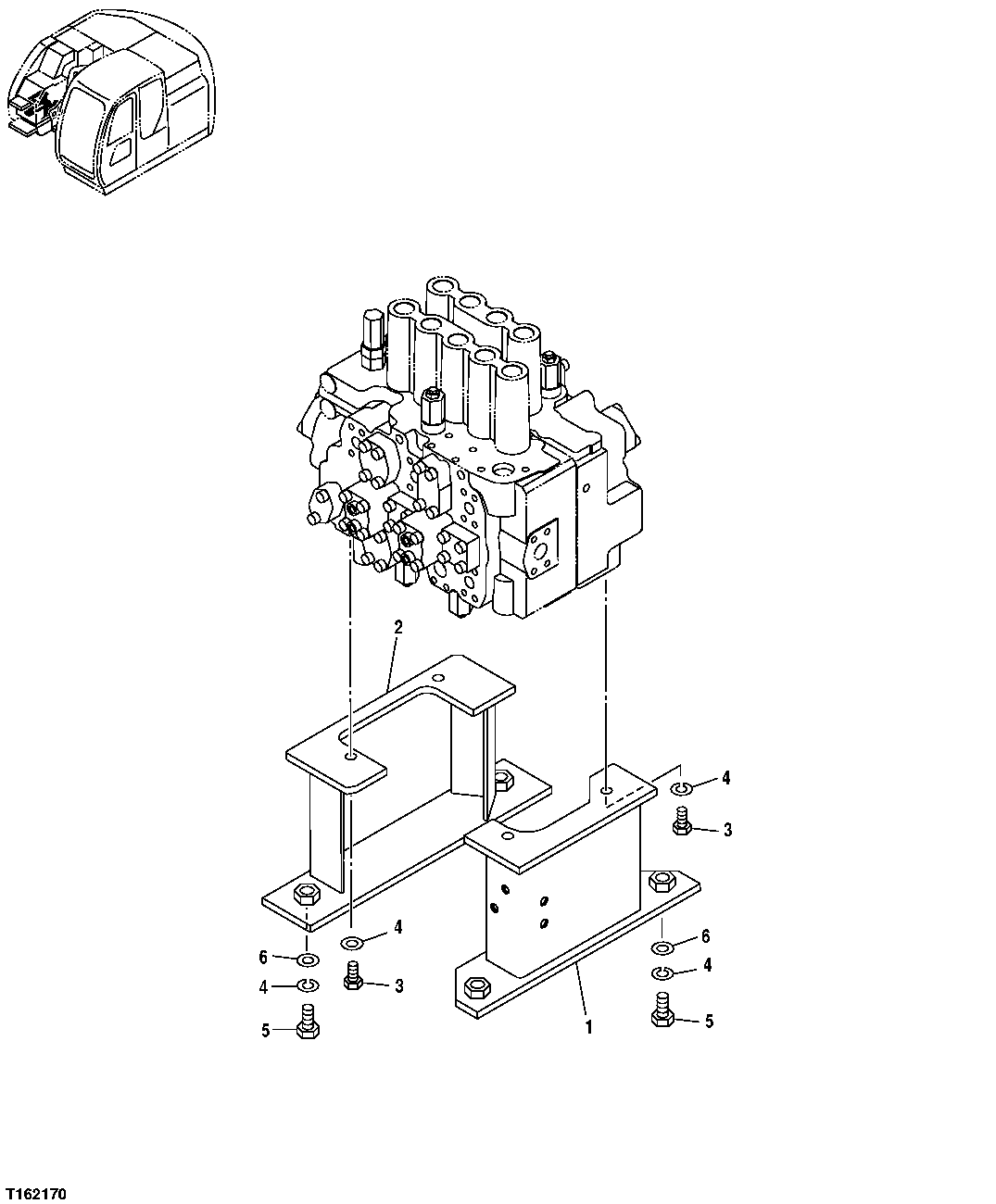 Схема запчастей John Deere 35D - 220 - CONTROL VALVE SUPPORT 3362 CONTROL & LOAD HOLDING VALVES