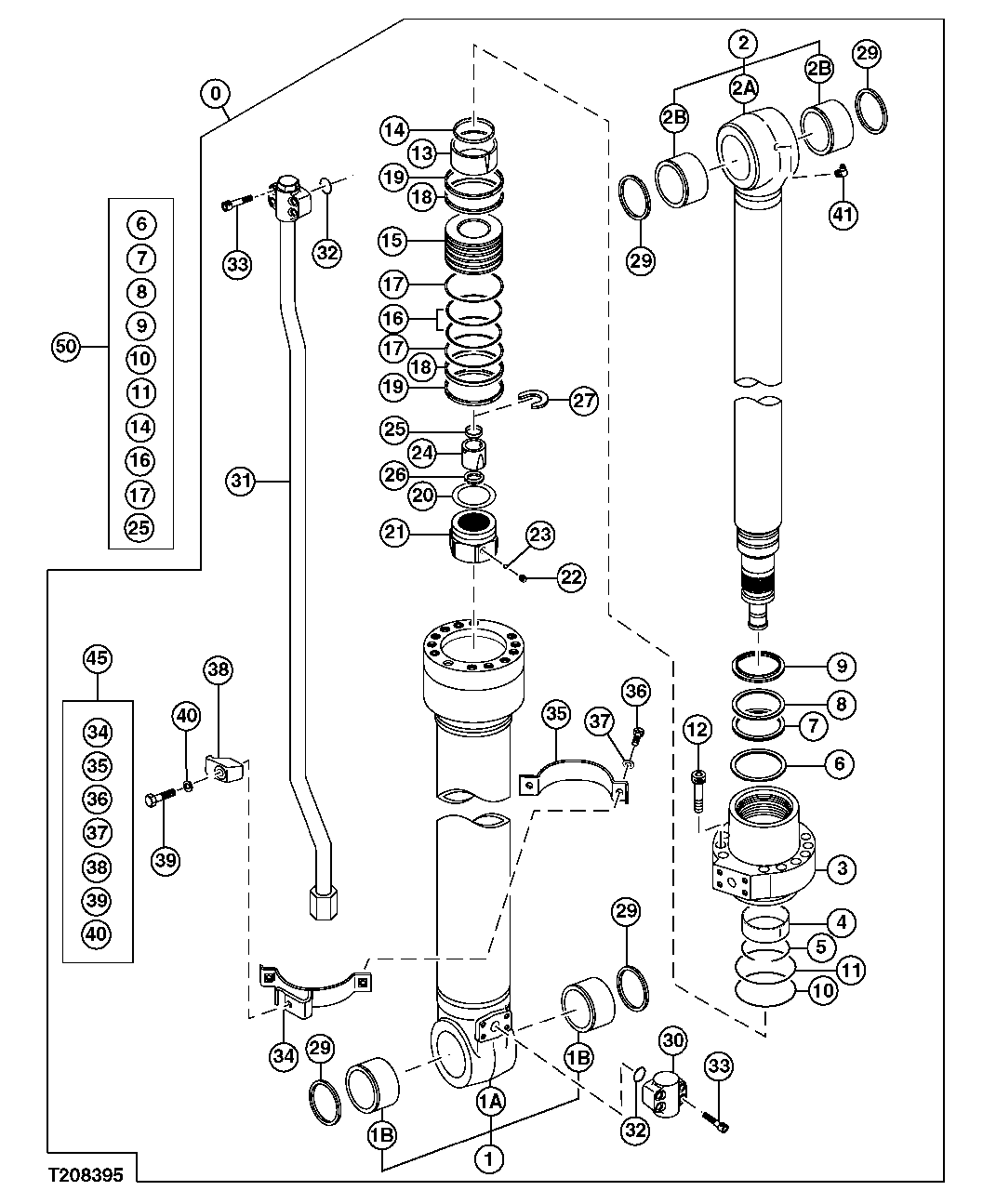 Схема запчастей John Deere 35D - 259 - ARM CYLINDER 3365 HYDRAULIC CYLINDERS