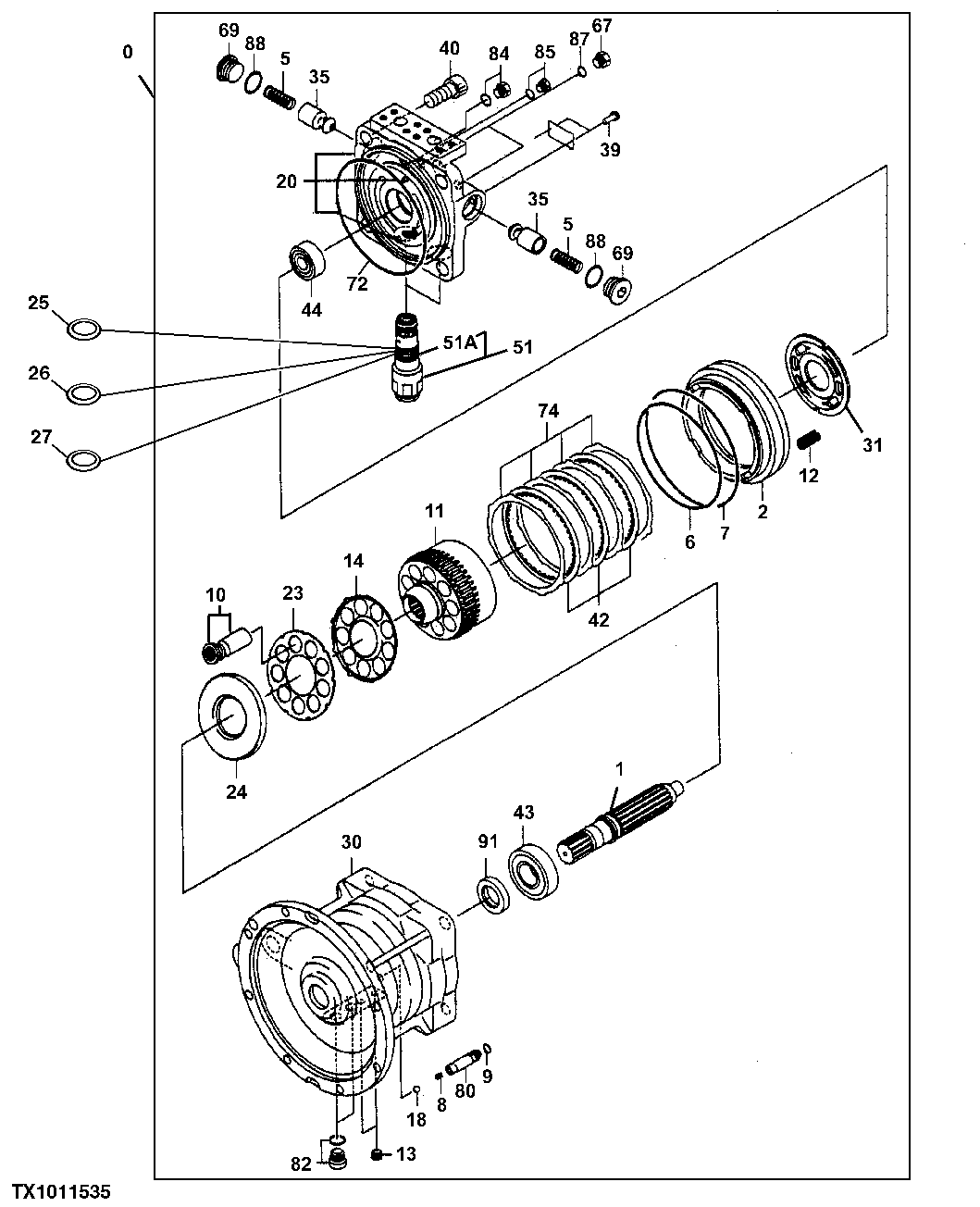 Схема запчастей John Deere 35D - 263 - Swing Oil Motor 4360 HYDRAULICS