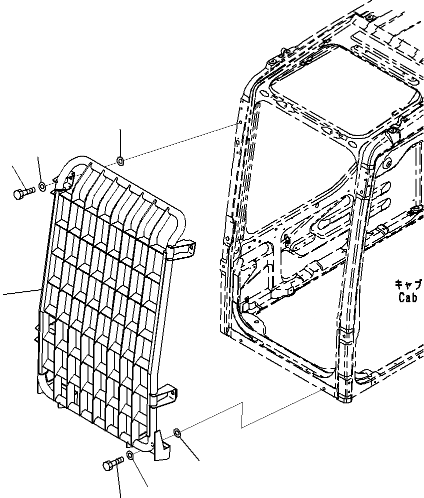 Схема запчастей Komatsu PC290-8K - ФРОНТАЛЬНАЯ ЗАЩИТА(№-) КАБИНА ОПЕРАТОРА И СИСТЕМА УПРАВЛЕНИЯ