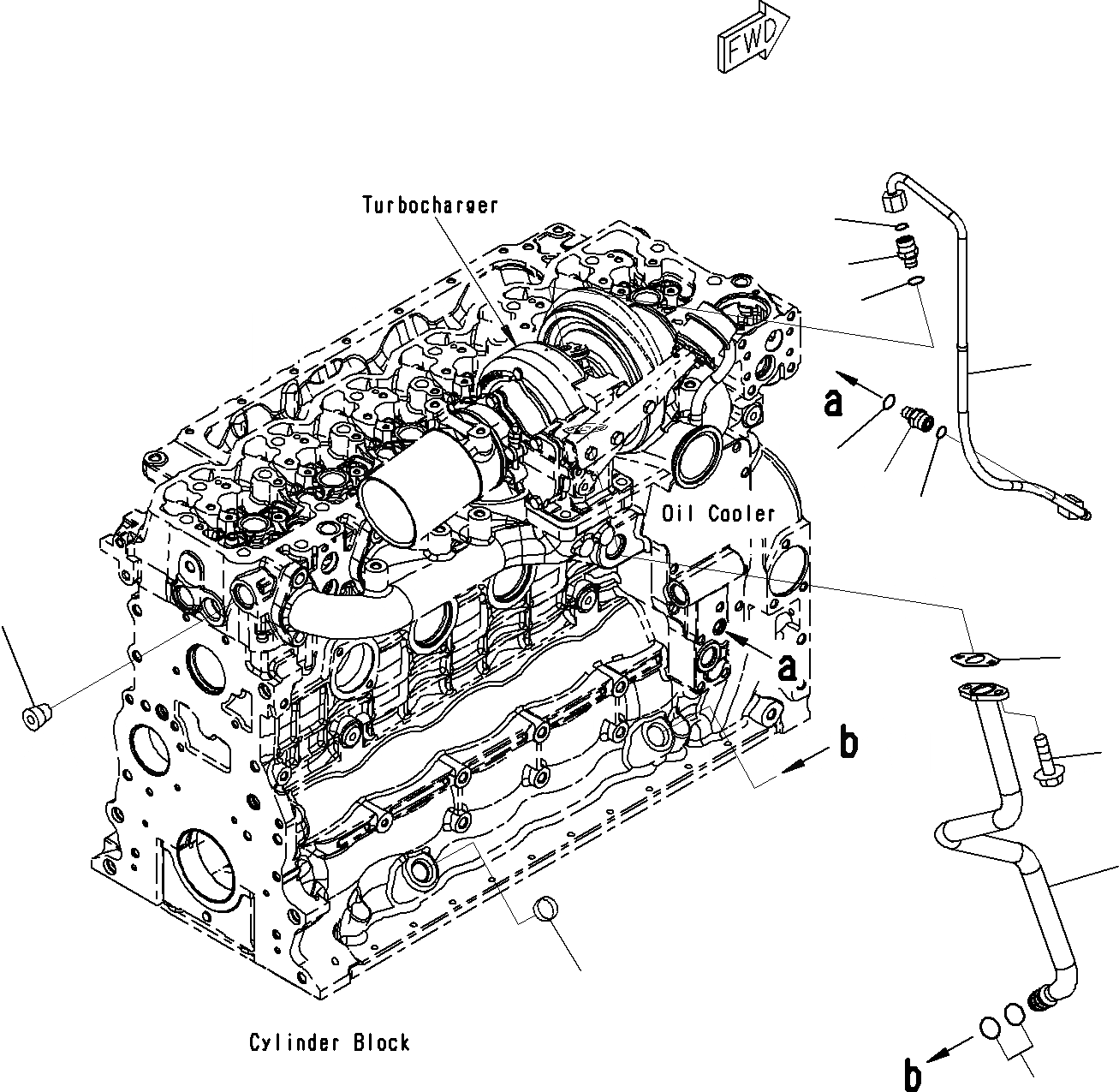 Схема запчастей Komatsu SAA6D107E-1E - ТУРБОНАГНЕТАТЕЛЬ LUBE ТРУБЫ (№7-) A ДВИГАТЕЛЬ ГОЛОВКА ЦИЛИНДРОВ И ITS КОМПОНЕНТЫ