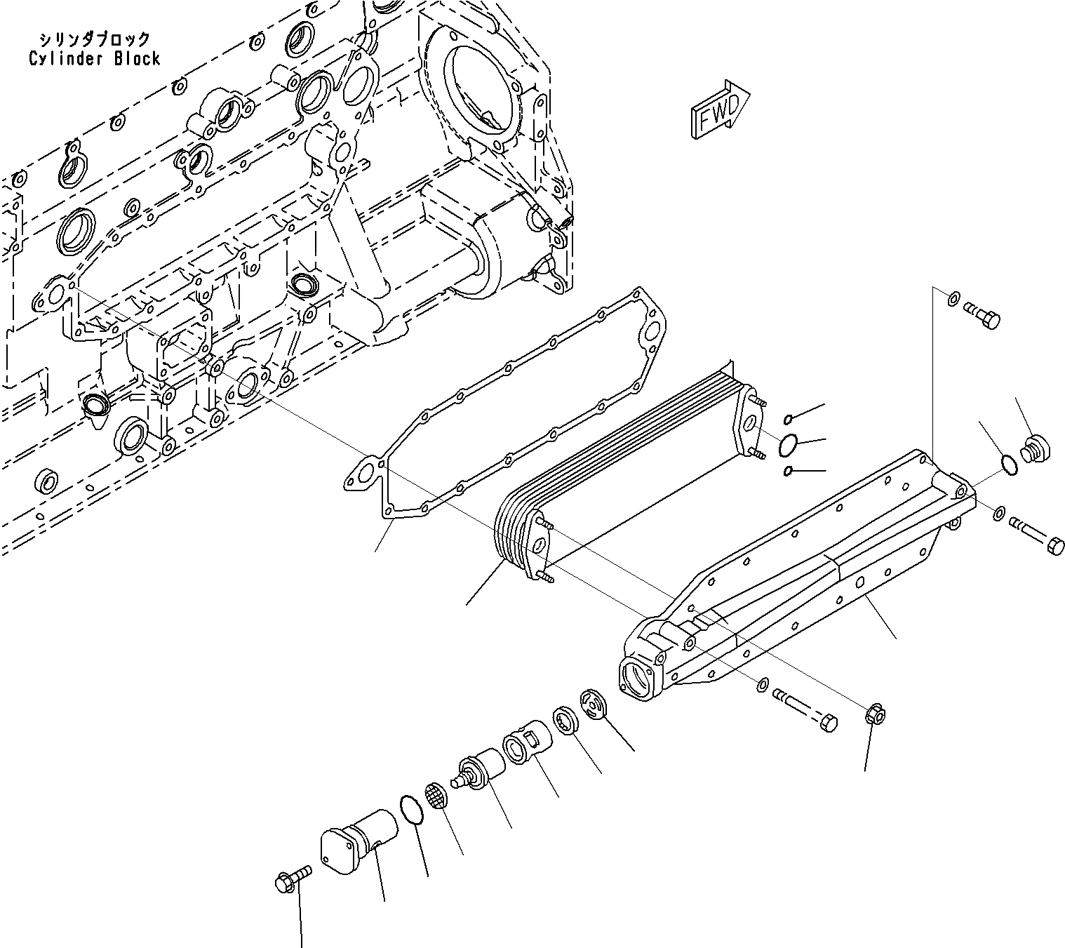 Схема запчастей Komatsu SAA6D125E-5A - ДВИГАТЕЛЬ МАСЛООХЛАДИТЕЛЬ ДВИГАТЕЛЬ СИСТЕМА СМАЗКИ СИСТЕМА