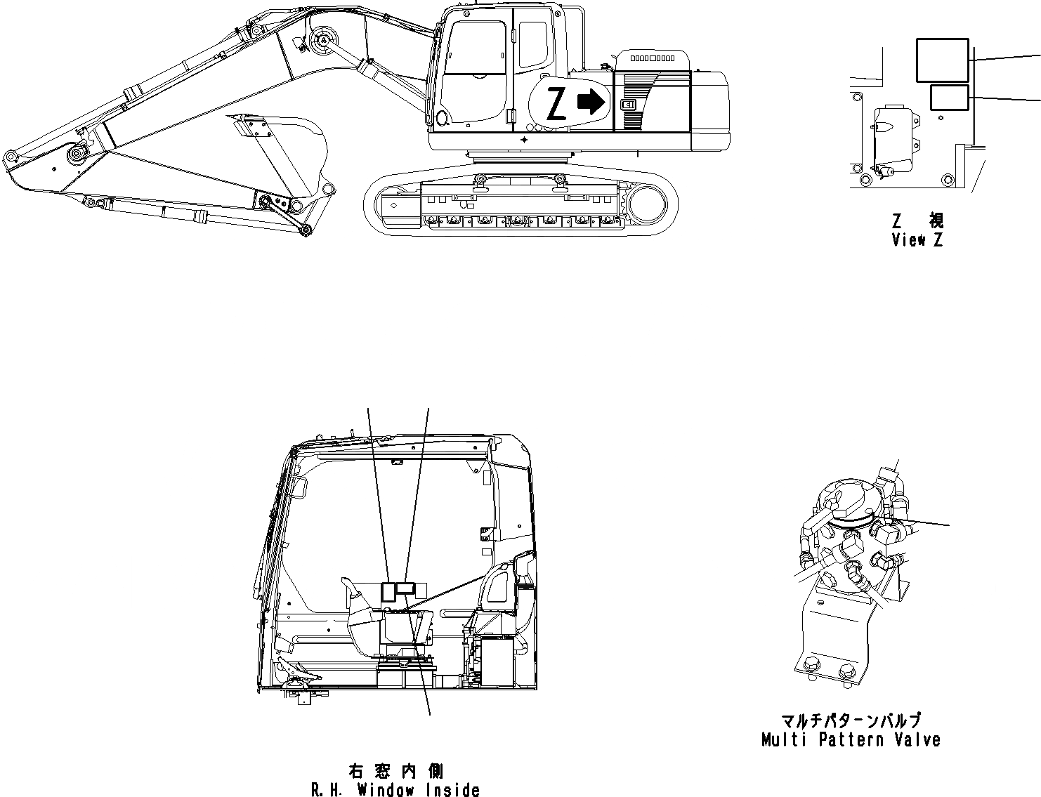 Схема запчастей Komatsu PC220LC-8 - РЫЧАГ SHIFT PATTERN МАРКИРОВКА