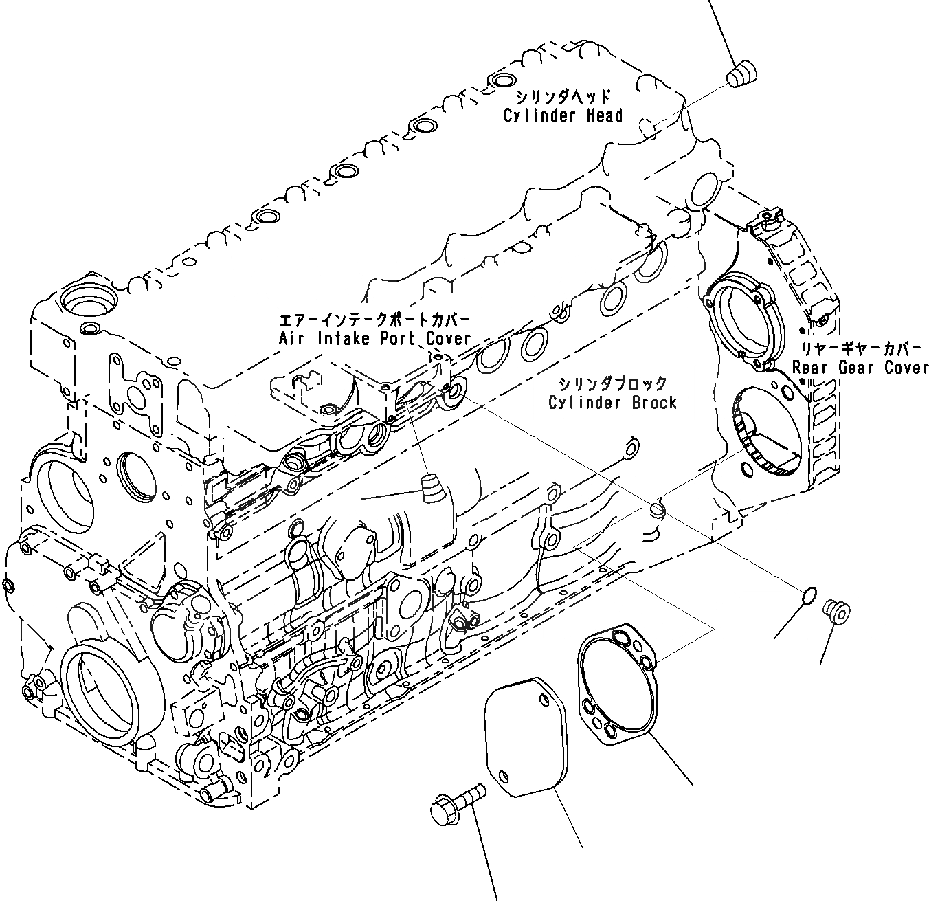 Схема запчастей Komatsu SAA6D107E-1C - КАРТЕР МАХОВИКА ФИТТИНГ ЧАСТИ() ДВИГАТЕЛЬ КАРТЕР МАХОВИКА И МАХОВИК