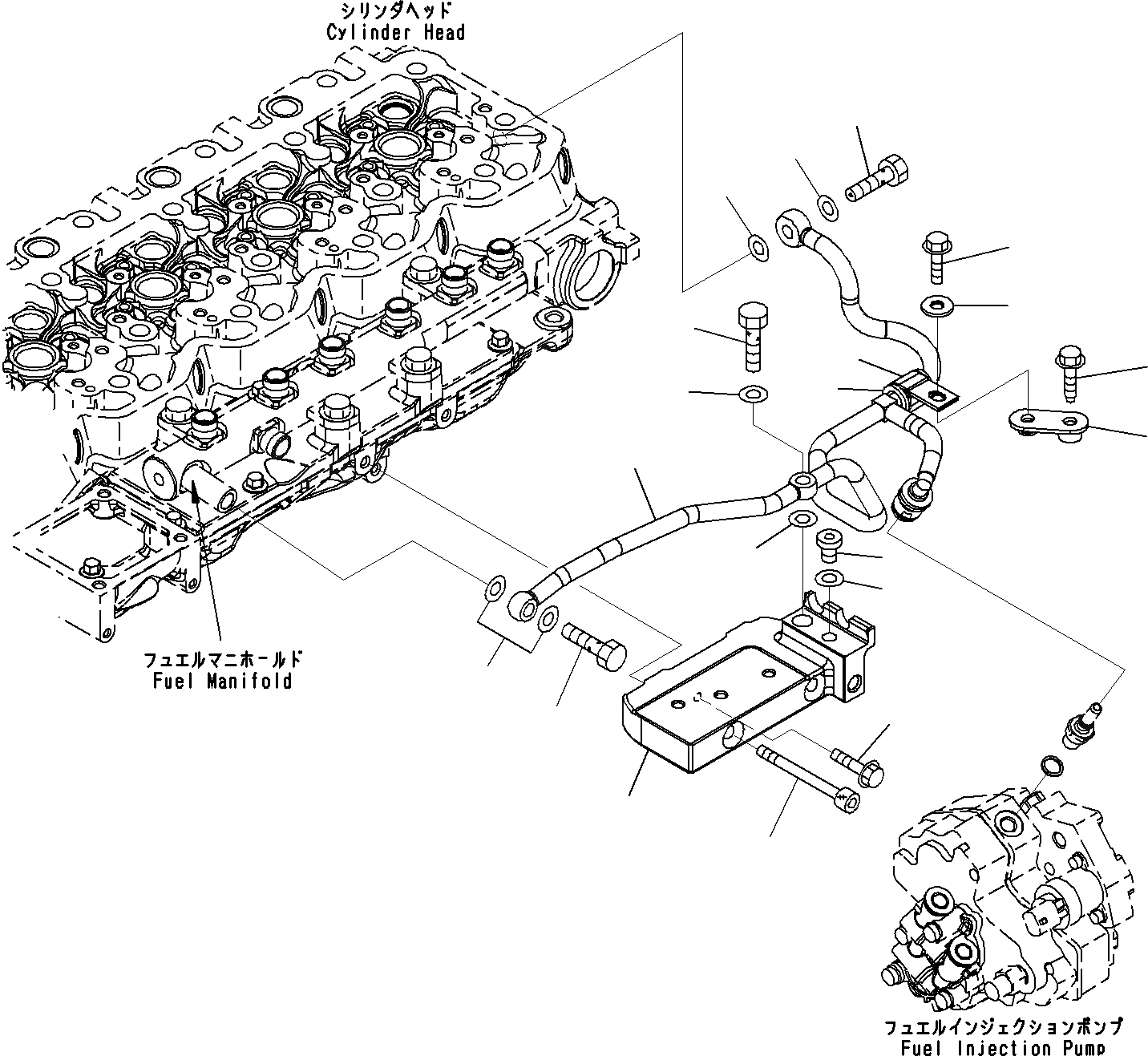 Схема запчастей Komatsu SAA6D107E-1C - ТОПЛИВОПРОВОД.() ДВИГАТЕЛЬ ТОПЛИВН. СИСТЕМА