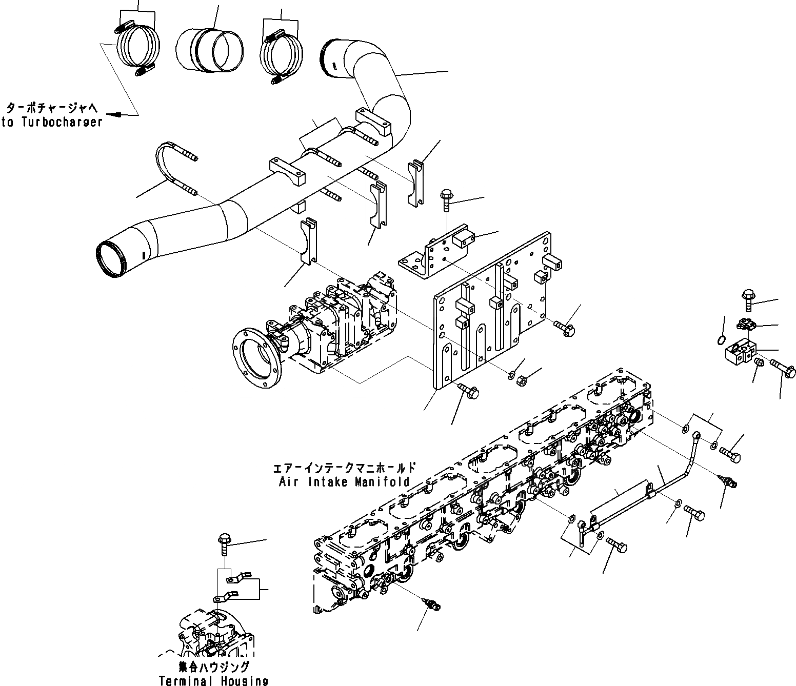 Схема запчастей Komatsu SAA6D170E-5A - ТРУБОПРОВОД ВПУСКА ВОЗДУХА (/) ДВИГАТЕЛЬ ГОЛОВКА ЦИЛИНДРОВ И ITS КОМПОНЕНТЫ