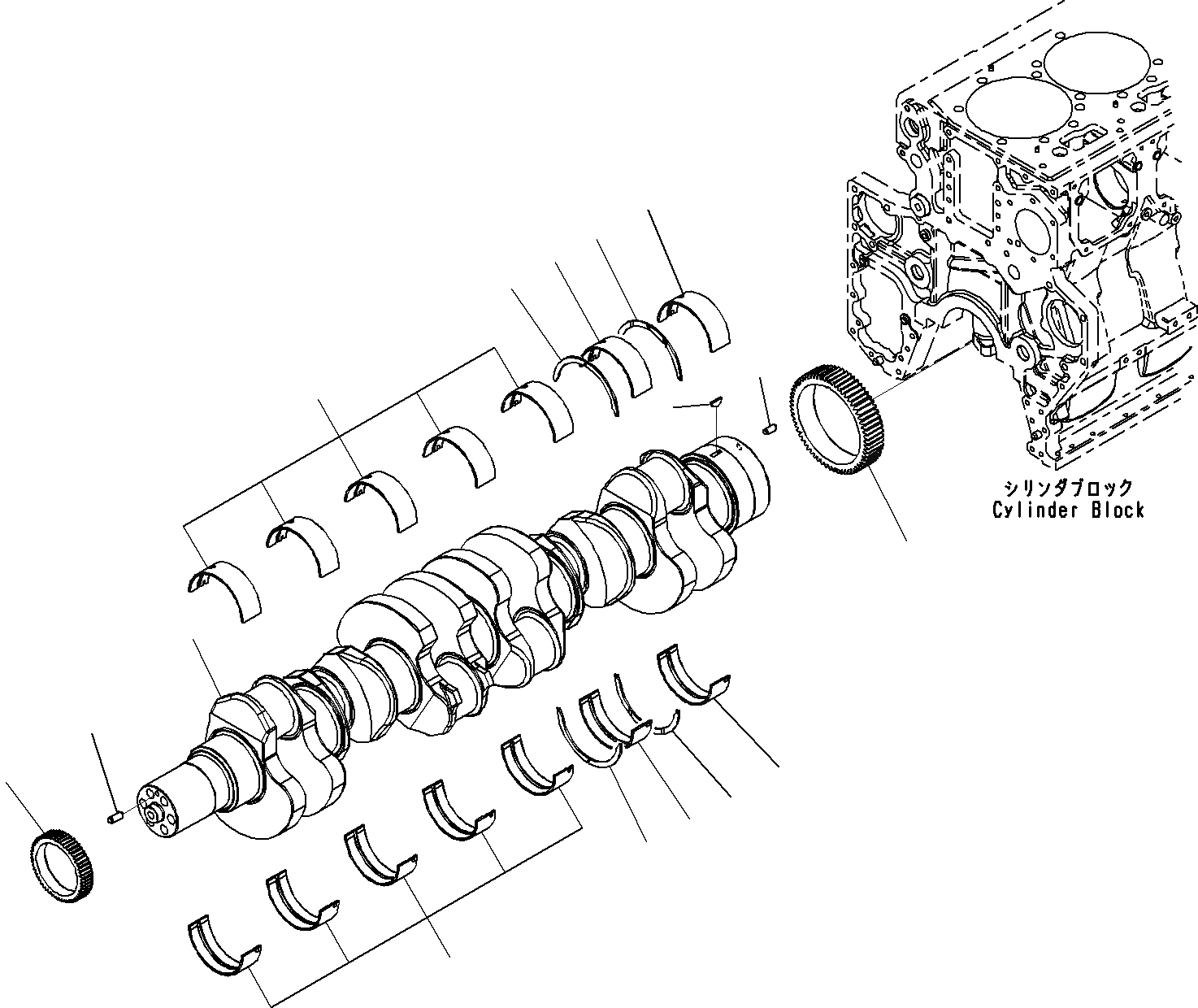 Схема запчастей Komatsu SAA6D170E-5A - КОЛЕНВАЛ ДВИГАТЕЛЬ БЛОК ЦИЛИНДРОВ И ITS КОМПОНЕНТЫ