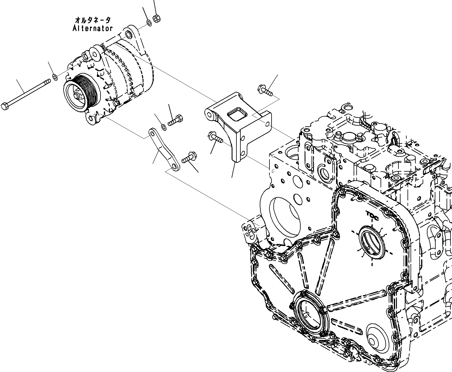 Схема запчастей Komatsu SAA6D114E-3B - ГЕНЕРАТОР КРЕПЛЕНИЕ ЧАСТИ(№8-) ДВИГАТЕЛЬ ЭЛЕКТРИКА