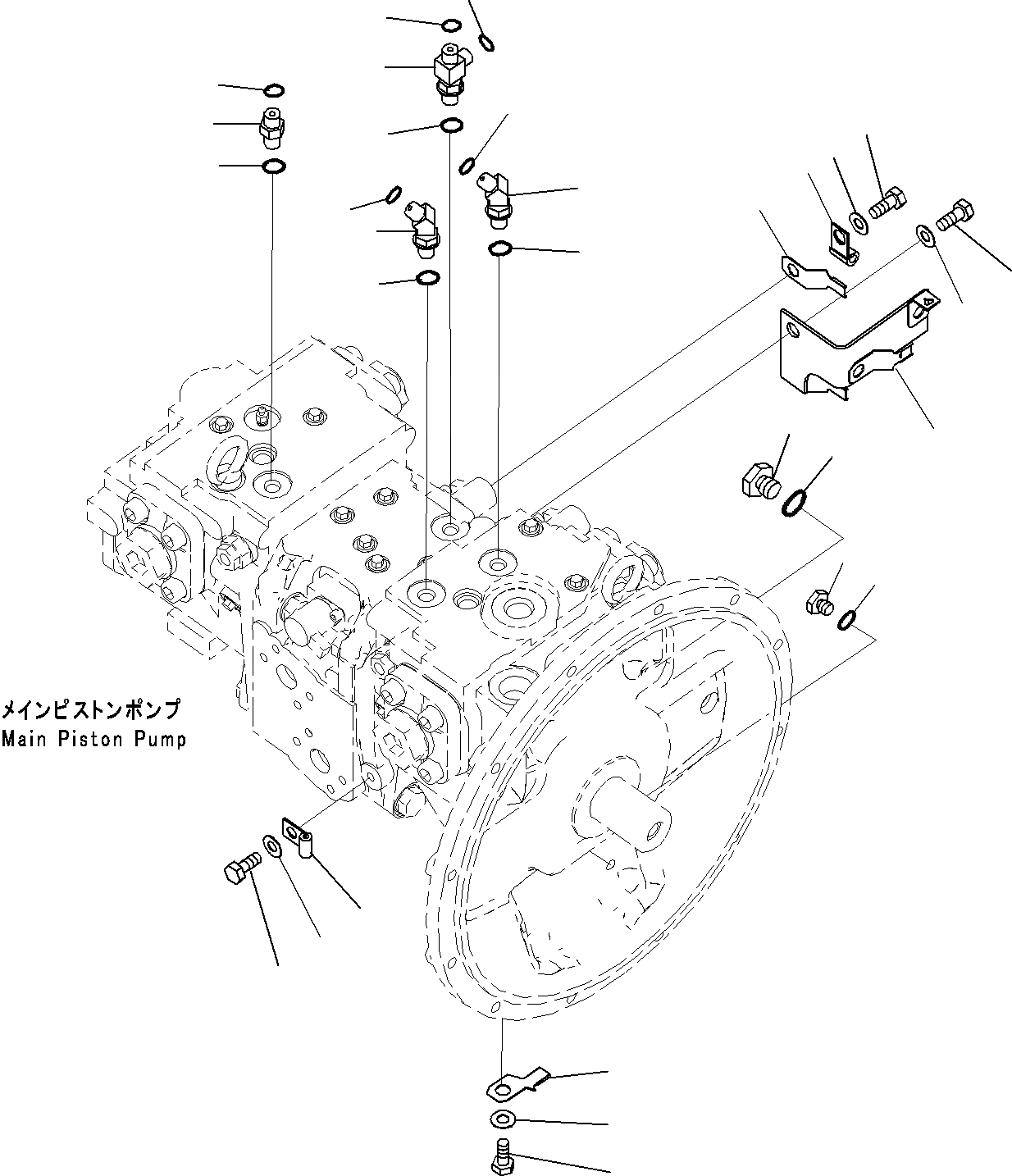 Схема запчастей Komatsu PC240-8K - ОСНОВН. ПОРШЕНЬ НАСОС, ДЛЯ MACHINE С -ДОПОЛН. АКТУАТОР КОНТУР(№-) ГИДРАВЛИКА