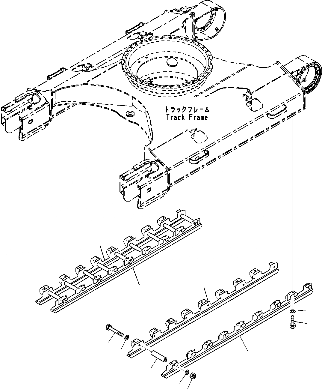 Схема запчастей Komatsu PC240-8K - ЗАЩИТА ОПОРНЫХ КАТКОВ, ПОЛН. LENGTH(№-) НИЖН.CARRIAGE