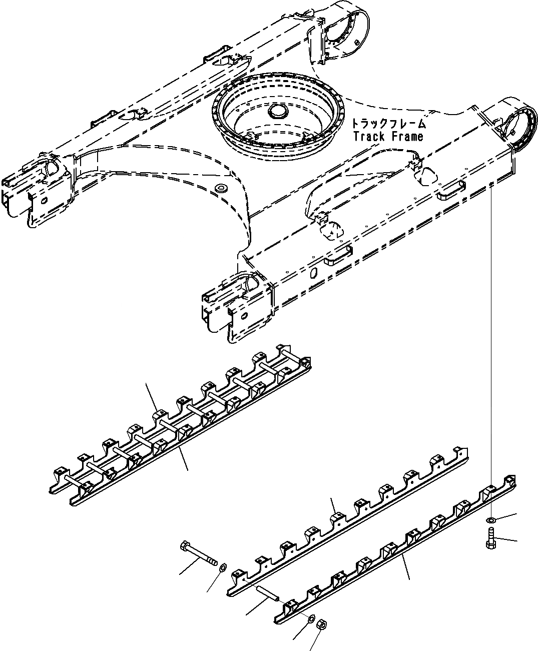 Схема запчастей Komatsu PC240-8K - ЗАЩИТА ОПОРНЫХ КАТКОВ, ПОЛН. LENGTH(№-) НИЖН.CARRIAGE