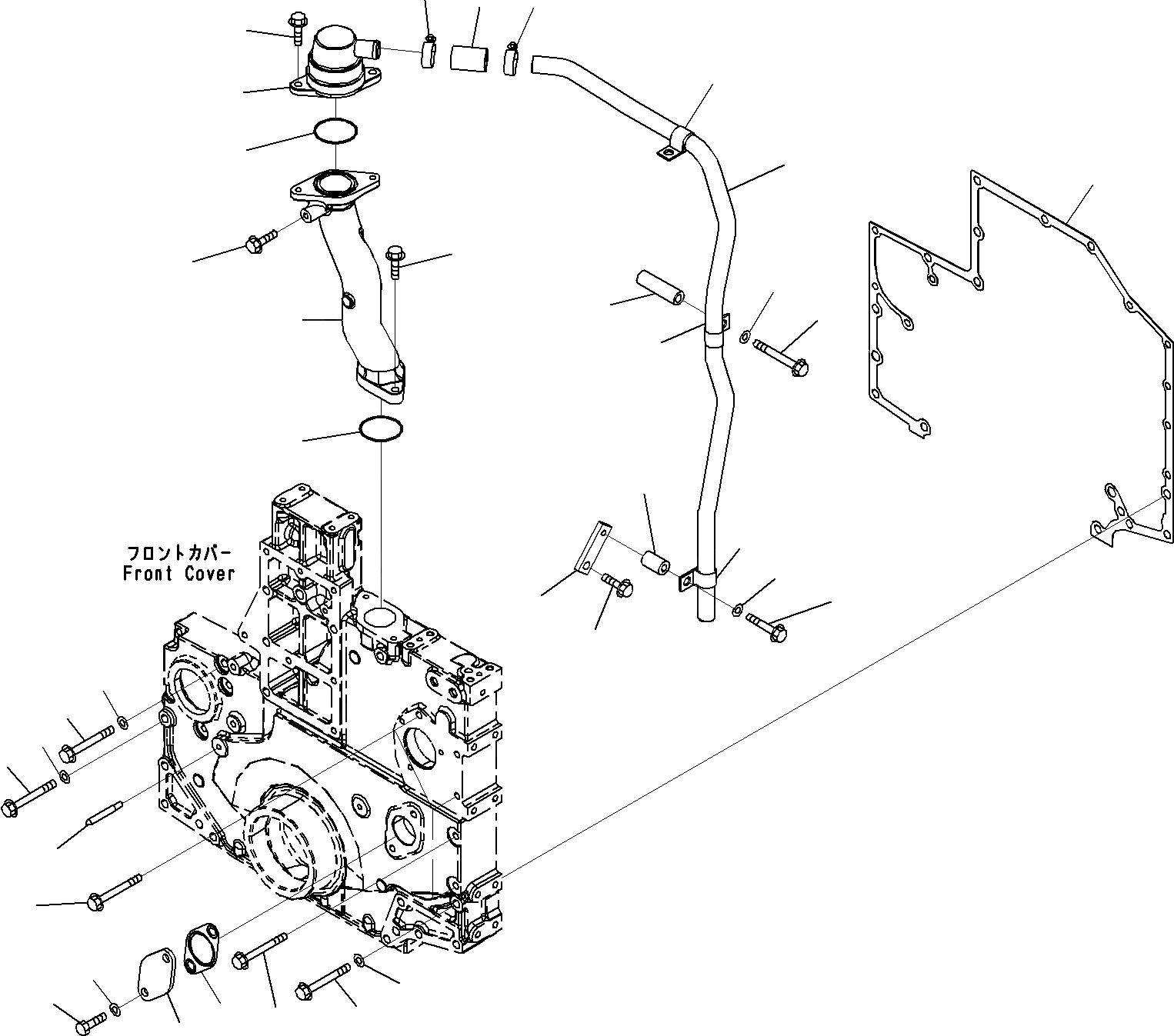 Схема запчастей Komatsu SAA6D140E-5D - КРЫШКА ПЕРЕДН. ЗУБЧАТОЙ ПЕРЕДАЧИ(№-) ДВИГАТЕЛЬ ЗУБЧАТ. ПЕРЕДАЧА И КОРПУС