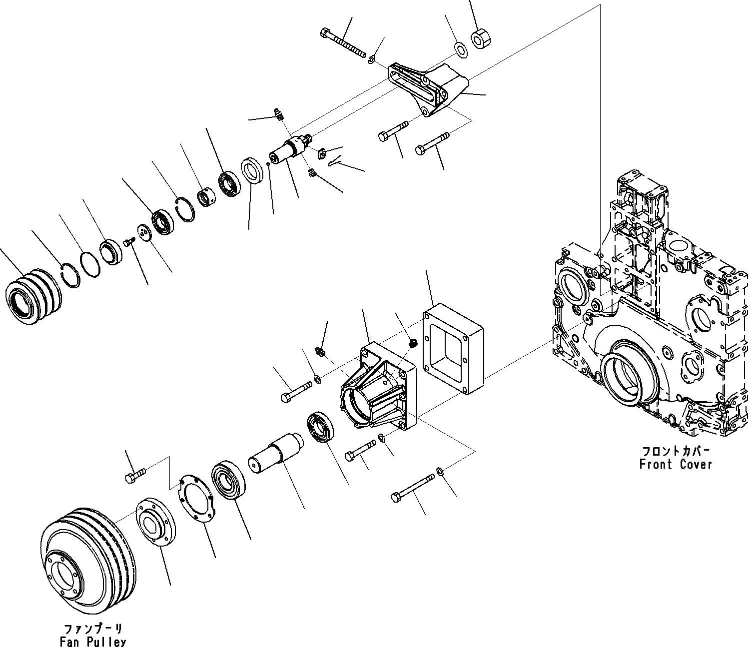 Схема запчастей Komatsu SAA6D140E-5D - ВЕНТИЛЯТОР ОХЛАЖДЕНИЯ КРЕПЛЕНИЕS(№-) ДВИГАТЕЛЬ СИСТЕМА ОХЛАЖДЕНИЯ