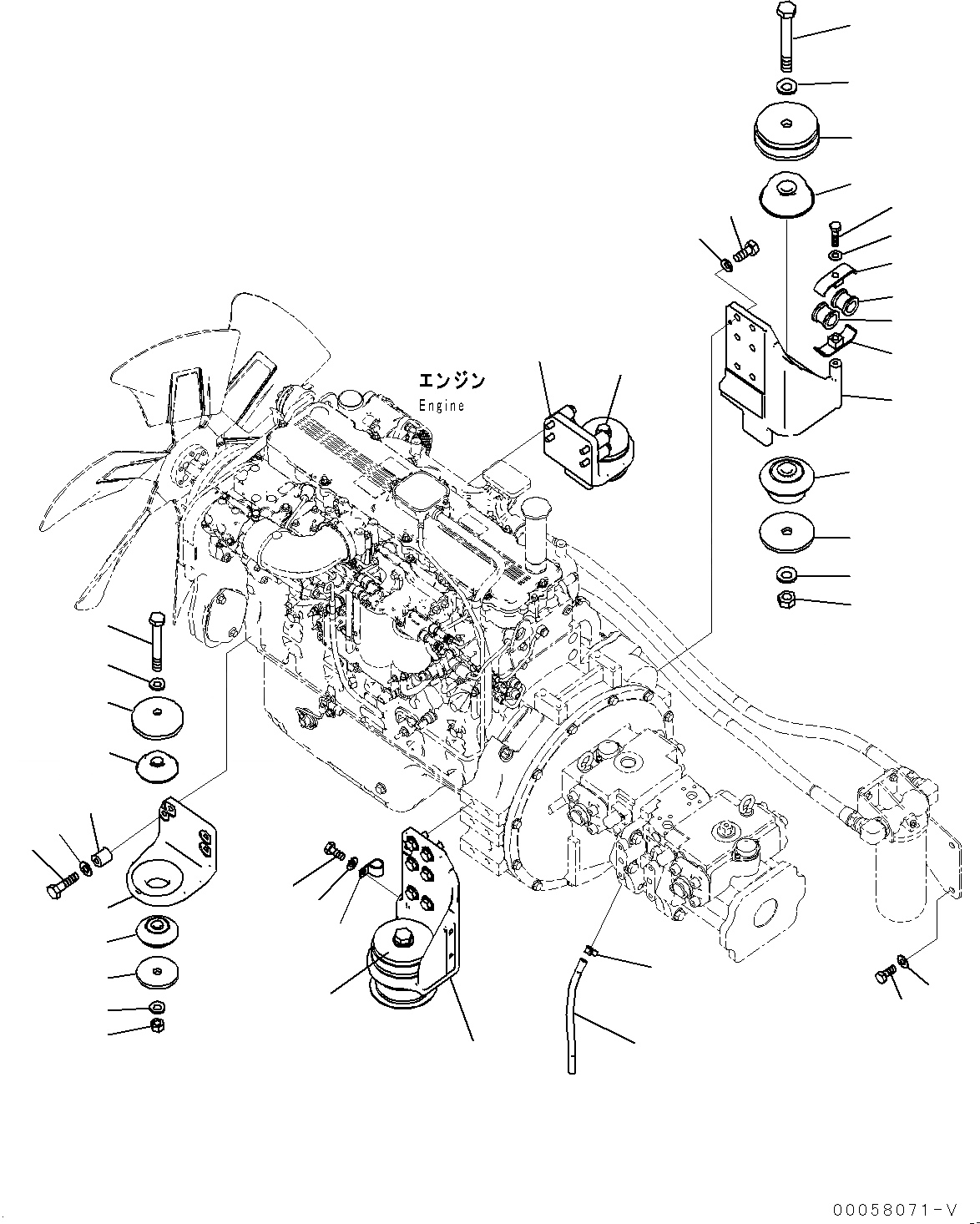 Схема запчастей Komatsu PC350-8 - КРЕПЛЕНИЕ ДВИГАТЕЛЯ (№-) КРЕПЛЕНИЕ ДВИГАТЕЛЯ