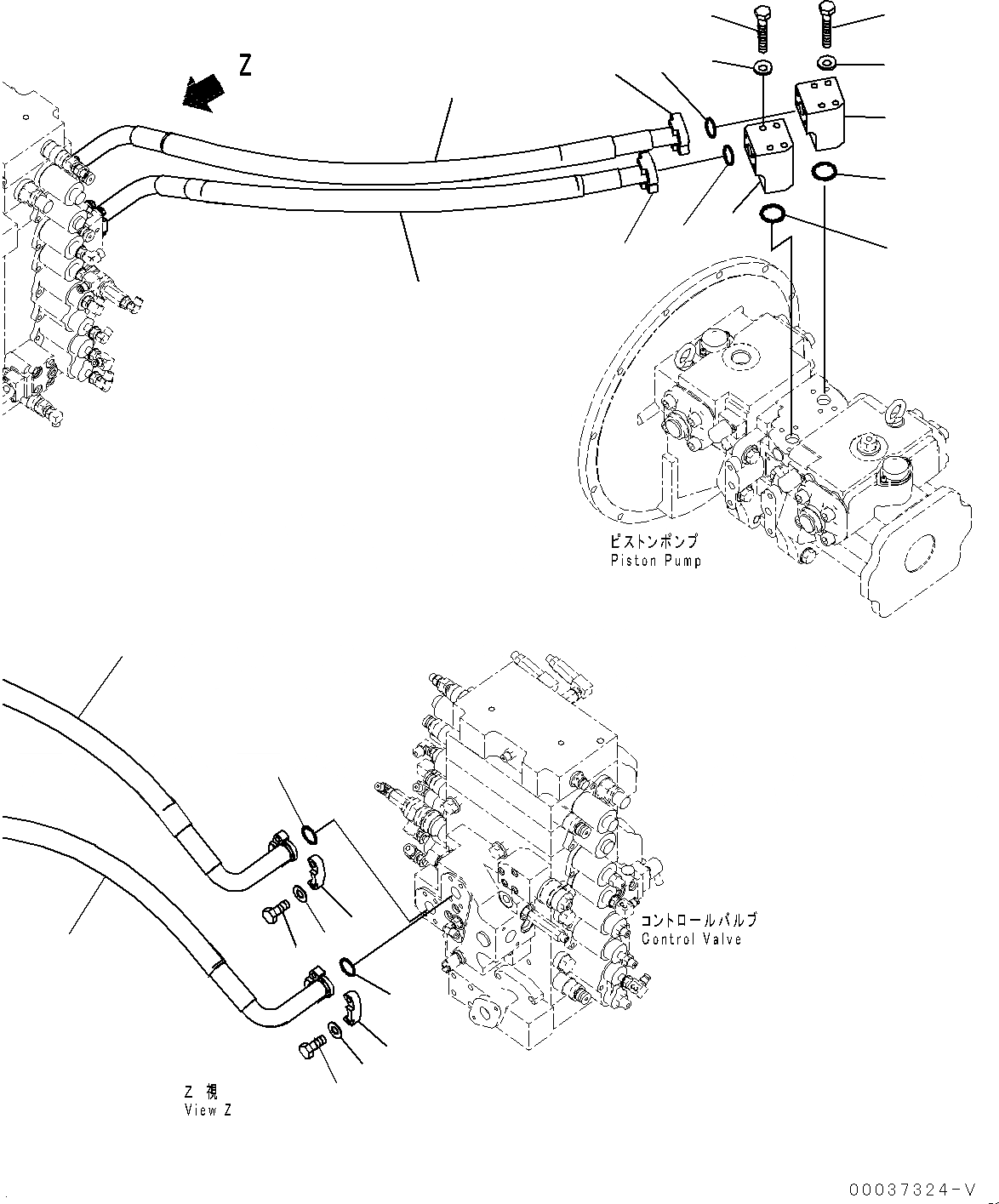 Схема запчастей Komatsu PC350-8 - ПОДАЮЩ. ТРУБЫ (№77-) ПОДАЮЩ. ТРУБЫ