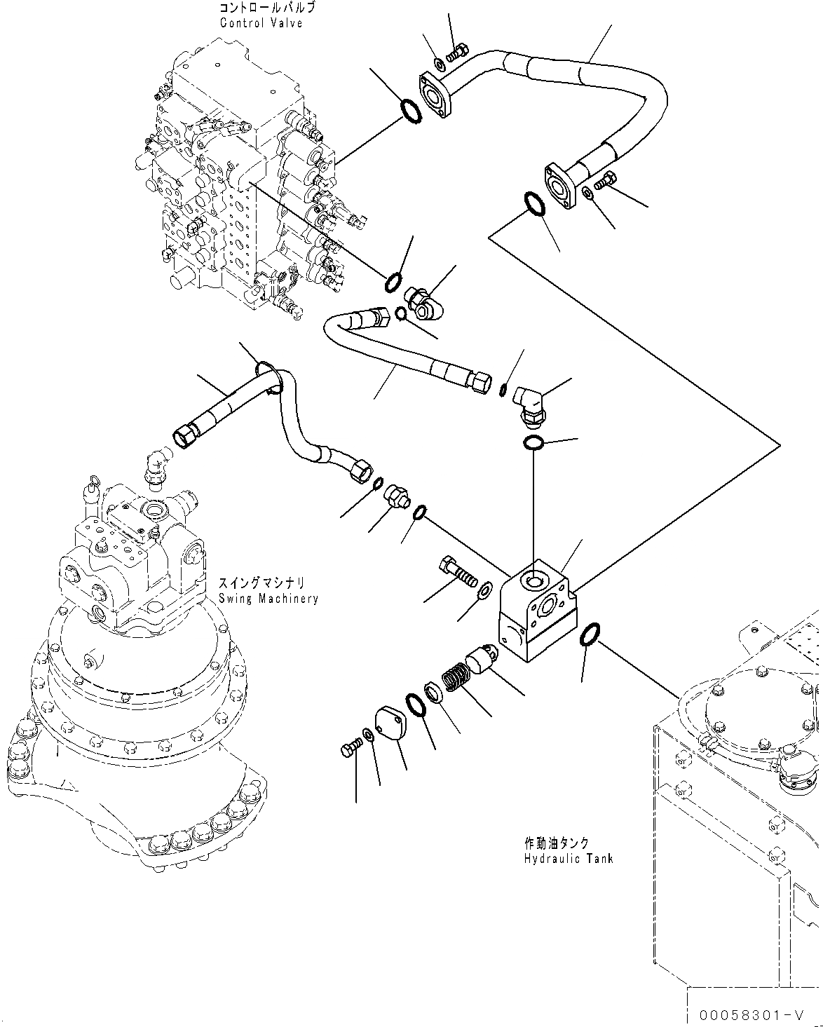 Схема запчастей Komatsu PC350-8 - ВОЗВРАТ. ТРУБЫ (№-) ВОЗВРАТ. ТРУБЫ