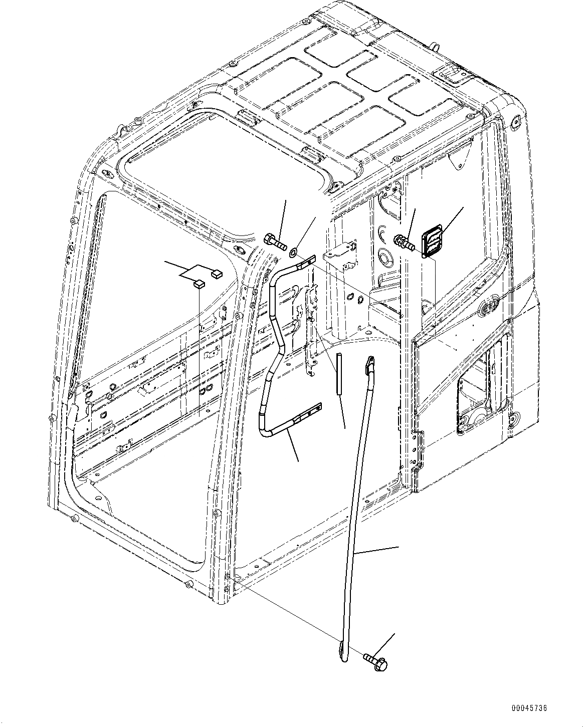 Схема запчастей Komatsu PC350-8 - КАБИНА, PRESSURE КЛАПАН И РУЧКА (№-) КАБИНА, С AM-FM РАДИО ДЛЯ АЗИИ