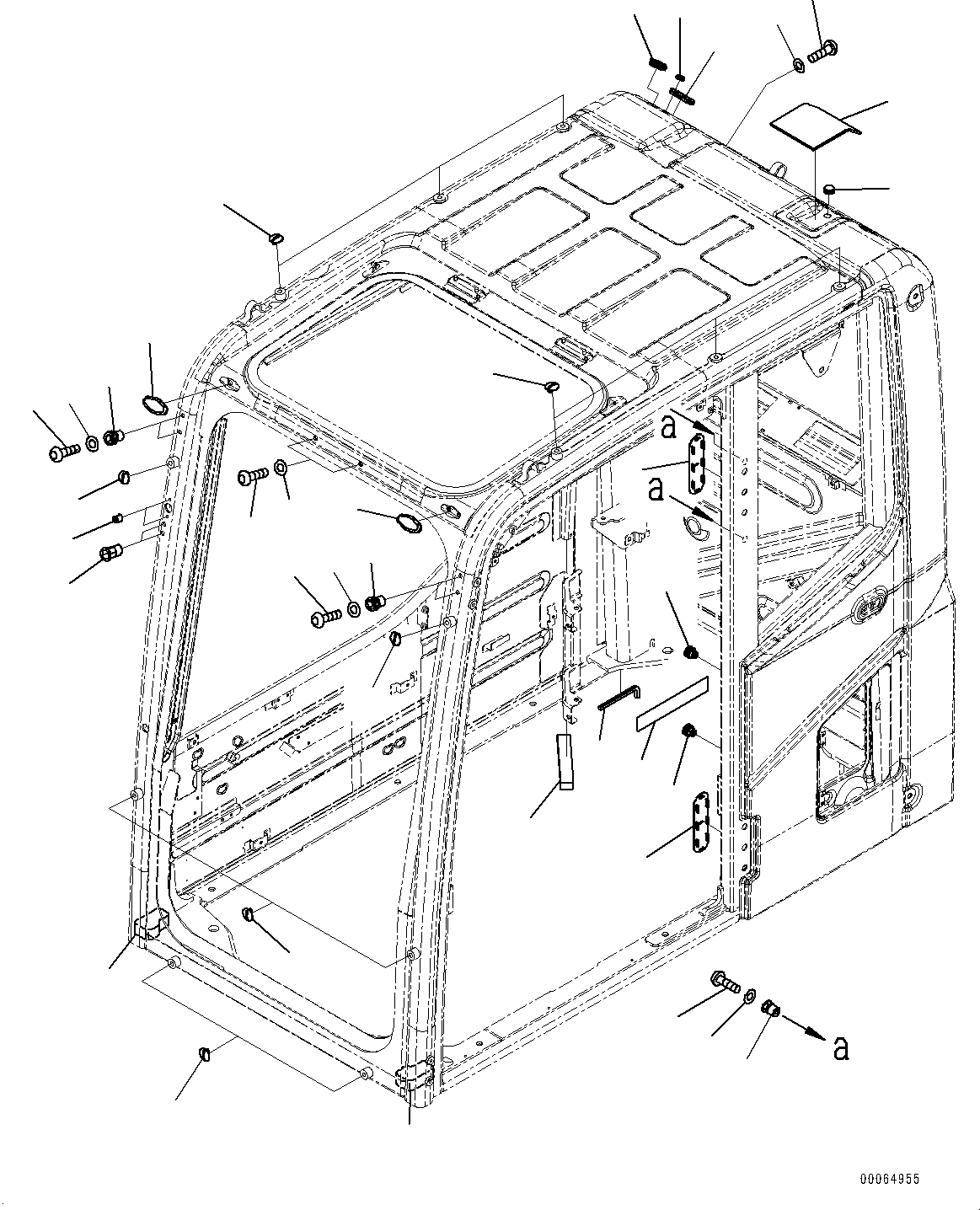 Схема запчастей Komatsu PC350-8 - КАБИНА, ЗАГЛУШКА БОЛТ И GALEO ПЛАСТИНА (№-) КАБИНА, БЕЗ AM-FM РАДИО