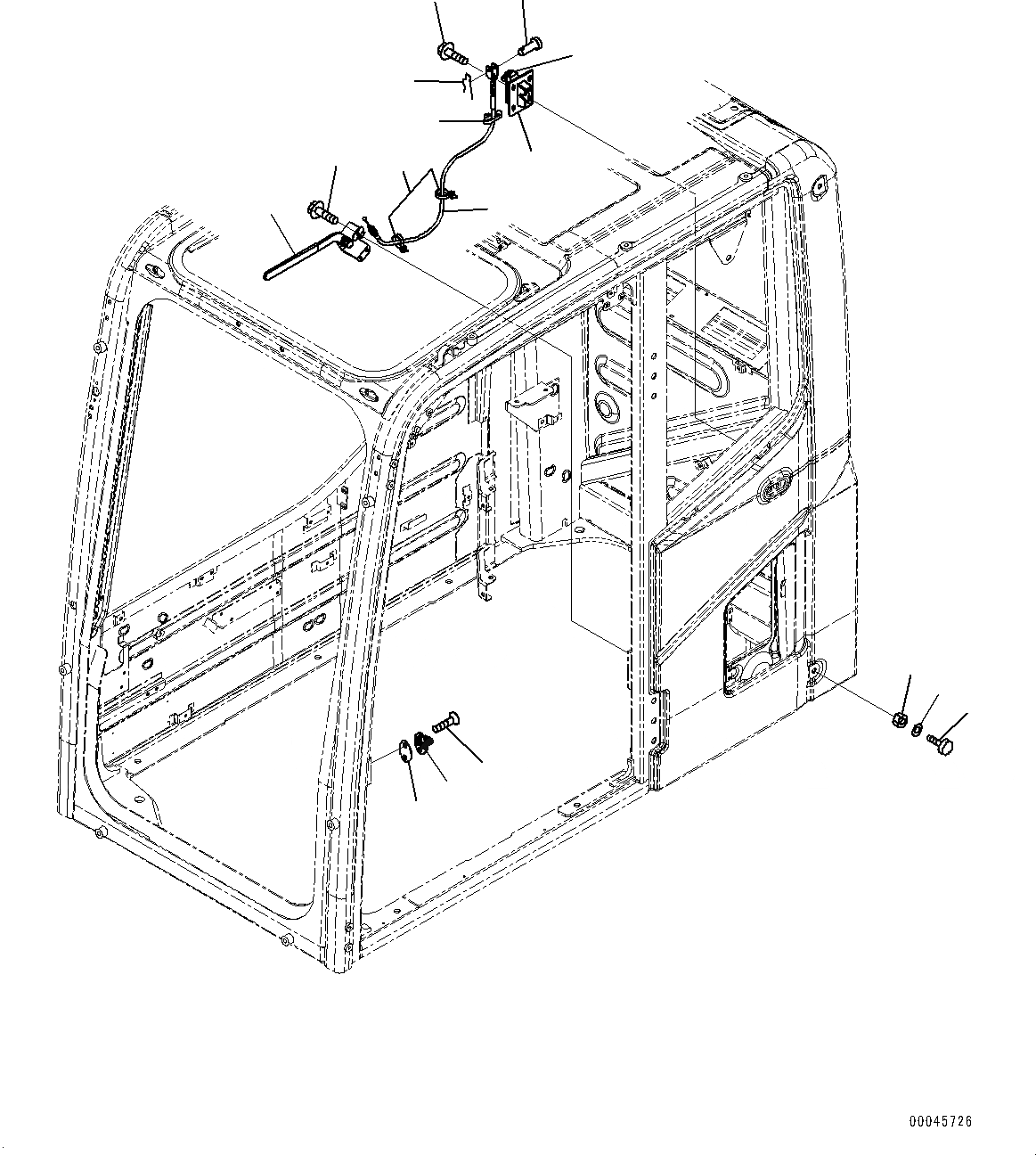 Схема запчастей Komatsu PC350-8 - КАБИНА, ФИКСАТОР ОТКРЫТИЯ И БЛОК ДВЕРИ (№-) КАБИНА, КАБИНА ROPS, ПЕРЕДН. ФИКС. ОКНА, -ДОПОЛН. АКТУАТОР ТРУБЫ, АККУМУЛЯТОР, С KOMTRAX, GPRS