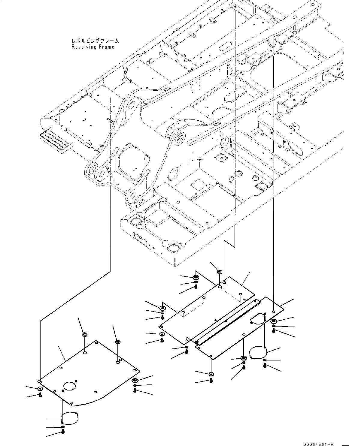 Схема запчастей Komatsu PC350-8 - НИЖН. КРЫШКА, (/) (№-) НИЖН. КРЫШКА, БЕЗ ЗАПРАВОЧН.LING НАСОС