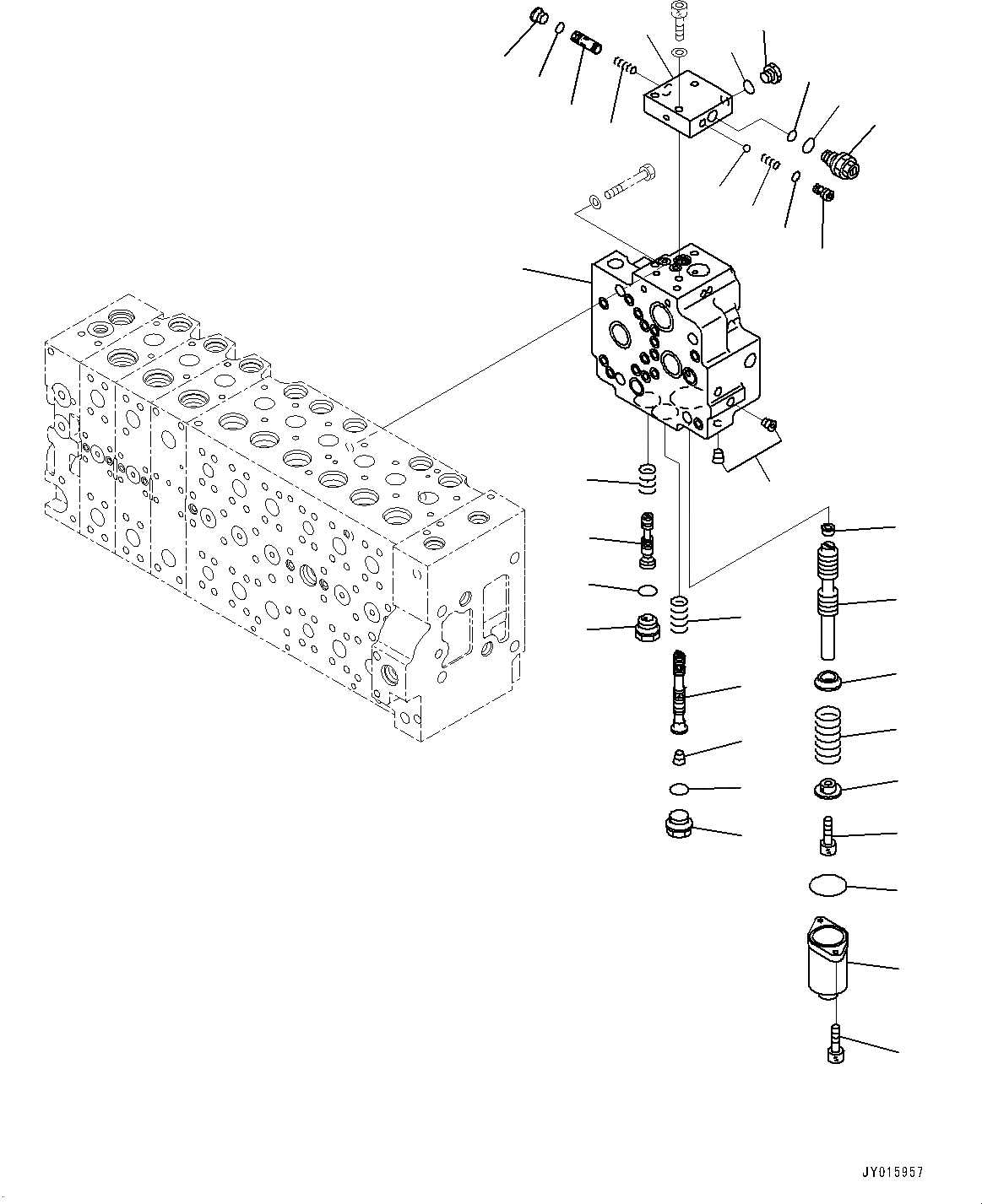 Схема запчастей Komatsu PC300-8 - УПРАВЛЯЮЩ. КЛАПАН, 9-СЕКЦИОНН. (/) (№-) УПРАВЛЯЮЩ. КЛАПАН, -ДОПОЛН. АКТУАТОР ТРУБЫ, АККУМУЛЯТОР