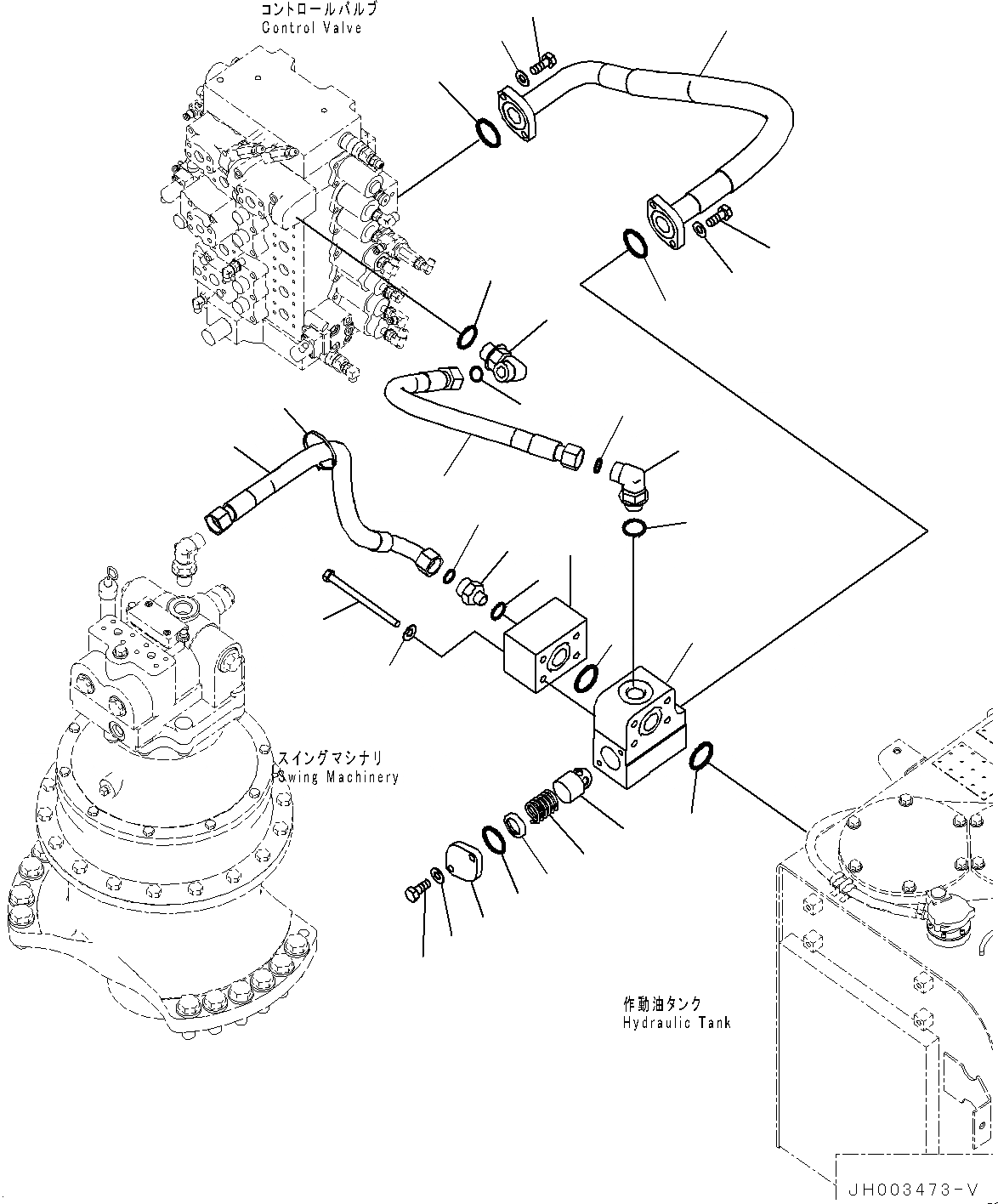 Схема запчастей Komatsu PC300-8 - ВОЗВРАТ. ТРУБЫ (№-) ВОЗВРАТ. ТРУБЫ, REDUCE BACK PRESSURE -НАВЕСН. ОБОРУД, KAL