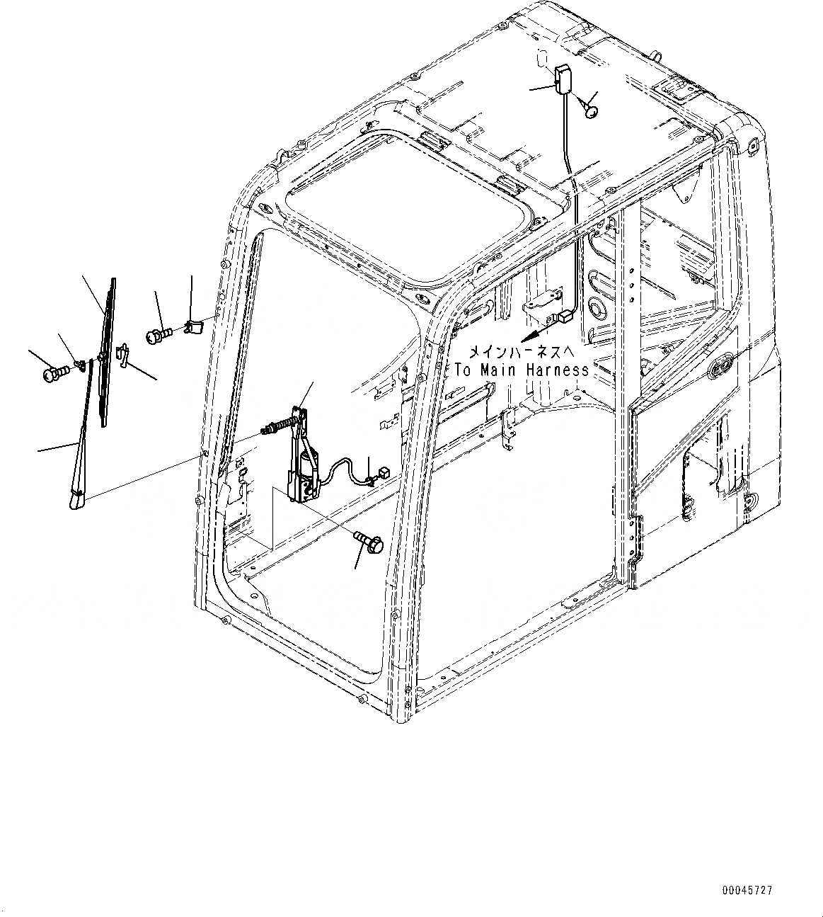 Схема запчастей Komatsu PC300-8 - КАБИНА, ДВОРНИКИ И ОСВЕЩЕНИЕ (№-) КАБИНА, ЕС ARRANGEMENT, С KOMTRAX, PROVISION ДЛЯ KOMTRAX