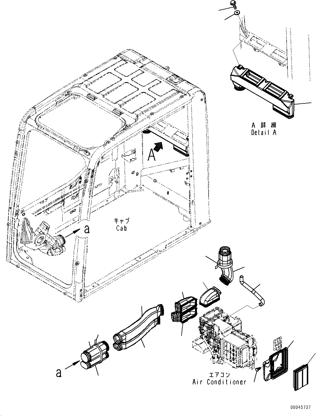 Схема запчастей Komatsu PC300-8 - КАБИНА, КАБИНА IN ЧАСТИ, ВОЗДУХОВОД (№-) КАБИНА, -ДОПОЛН. АКТУАТОР ТРУБЫ, АККУМУЛЯТОР, С AMBER COLOR WARNING МИГАЛКА, KOMTRAX