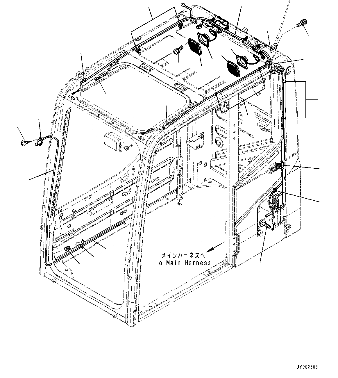 Схема запчастей Komatsu PC300-8 - КАБИНА, ГРОМКОГОВОРИТ. И ОМЫВАТЕЛЬ СТЕКЛА (№-7) КАБИНА, -ДОПОЛН. АКТУАТОР ТРУБЫ, АККУМУЛЯТОР, С AMBER COLOR WARNING МИГАЛКА, СИГНАЛИЗ. ПЕРЕГРУЗКИ, АВТОМАТИЧ. КОНДИЦ. ВОЗДУХА, БОЛ. WIND