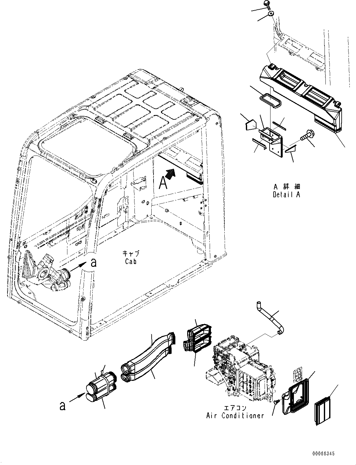 Схема запчастей Komatsu PC300-8 - КАБИНА, КАБИНА IN ЧАСТИ, ВОЗДУХОВОД, С КОНДИЦИОНЕРОМ (№-) КАБИНА, -ДОПОЛН. АКТУАТОР ТРУБЫ, АККУМУЛЯТОР, С AMBER COLOR WARNING МИГАЛКА, СИГНАЛИЗ. ПЕРЕГРУЗКИ, АВТОМАТИЧ. КОНДИЦ. ВОЗДУХА, БОЛ. WIND