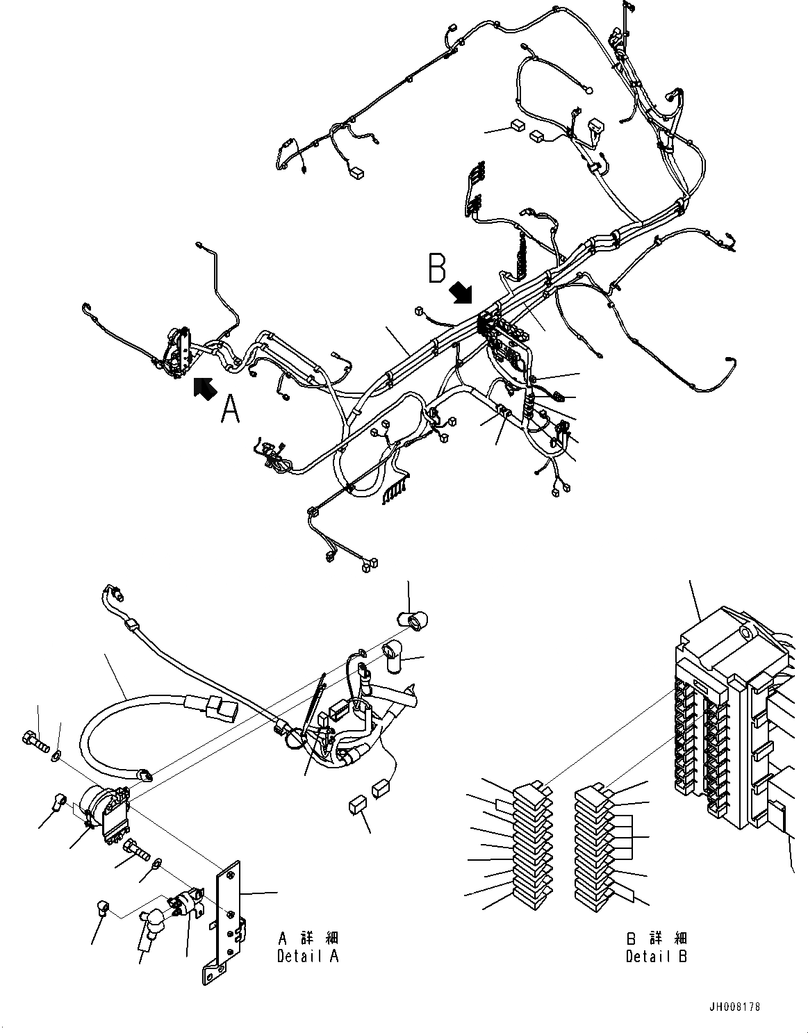 Схема запчастей Komatsu PC300-8 - КАБИНА, ПОЛ, ПРОВОДКА (№-) КАБИНА, С KOMTRAX, GPRS