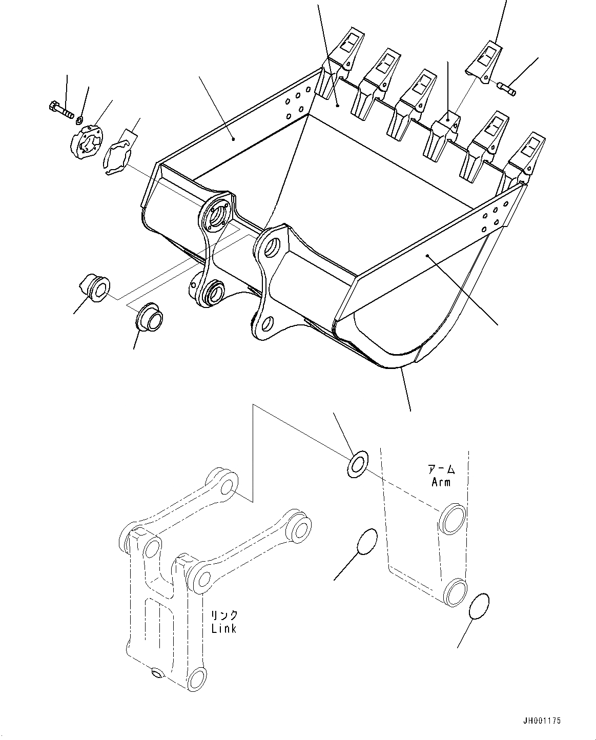 Схема запчастей Komatsu PC300-8 - ЭКСКАВАТ. КОВШ, (/) (№-) ЭКСКАВАТ. КОВШ, .M, MM ШИР., ГОРИЗОНТАЛЬН. ПАЛЕЦ, THRUST ADJUSTMENT, С ПОДЪЕМ КРЮК