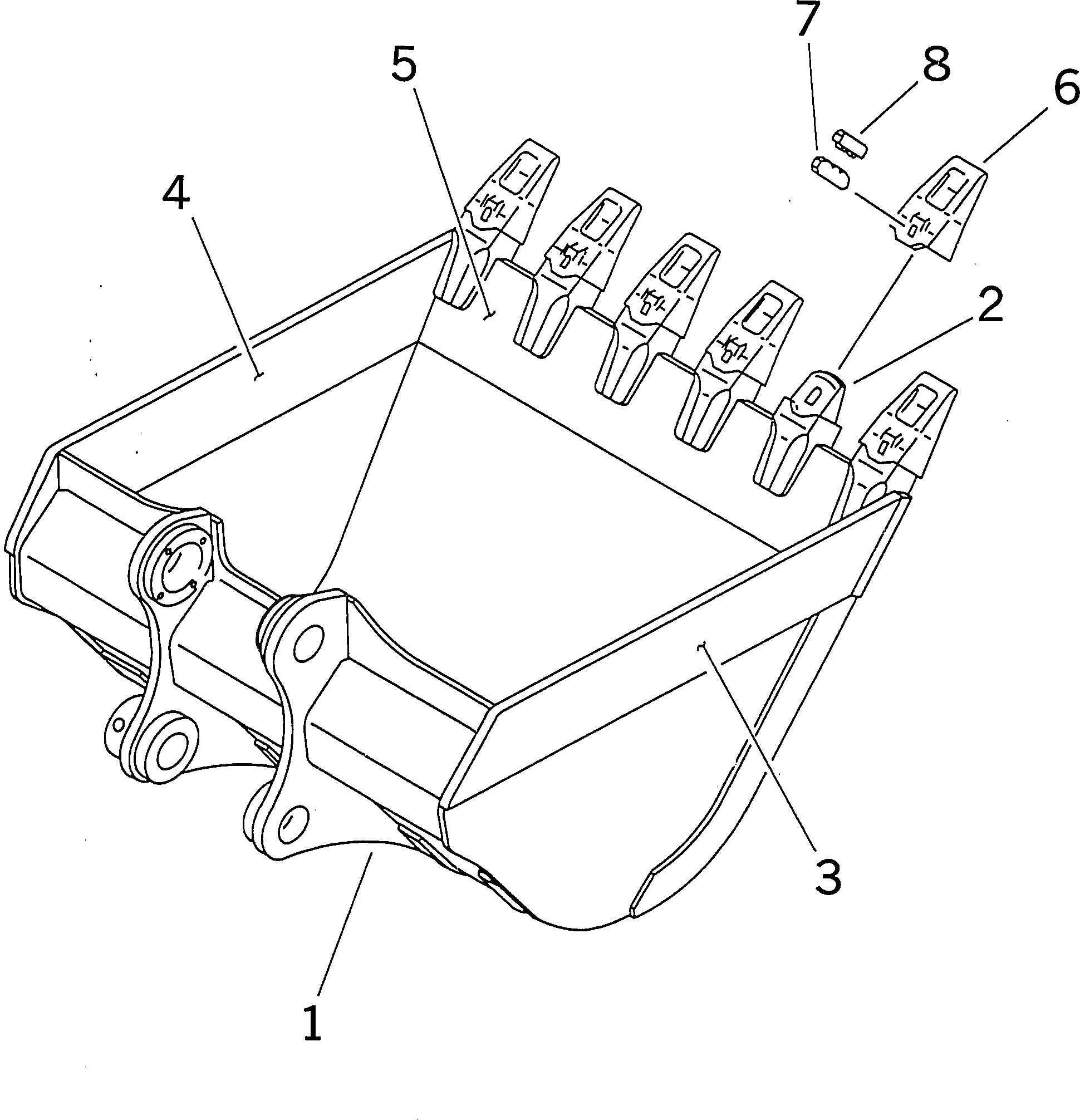 Схема запчастей Komatsu PC300-8 - ЭКСКАВАТ. КОВШ, (/) (№-) ЭКСКАВАТ. КОВШ, .8M, 7MM ШИР., ВЕРТИКАЛЬН. ПАЛЕЦ, С ПОДЪЕМ КРЮК