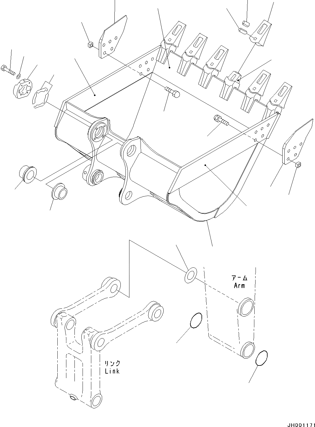 Схема запчастей Komatsu PC300-8 - ЭКСКАВАТ. КОВШ, (/) (№-) ЭКСКАВАТ. КОВШ, .M, MM ШИР., ВЕРТИКАЛЬН. ПАЛЕЦ, THRUST ADJUSTMENT, С ПОДЪЕМ КРЮК, PROVISION ДЛЯ БОКОРЕЗЫ