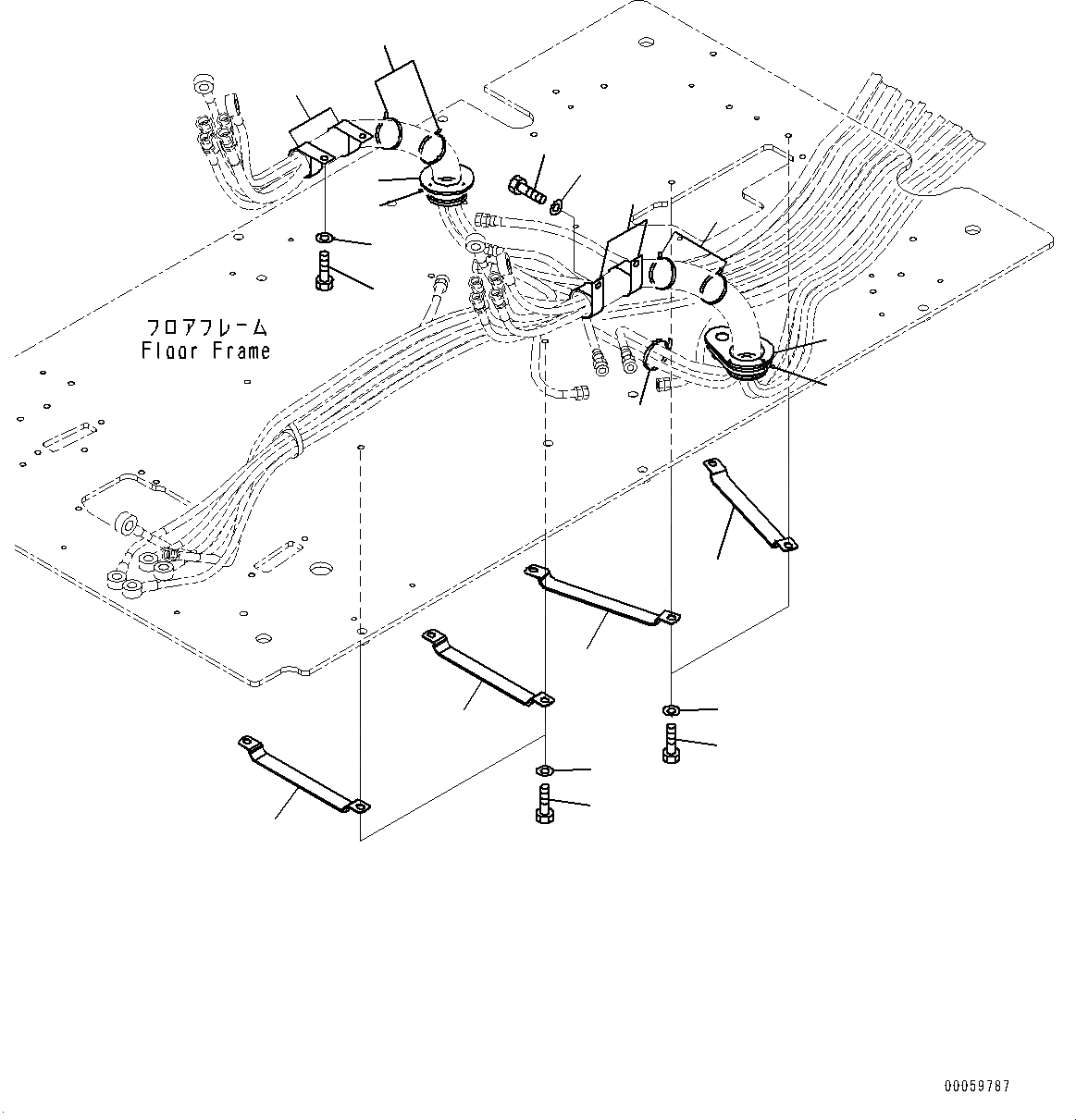 Схема запчастей Komatsu PC300LC-8 - КАБИНА, ПОЛ ТРУБЫ (№-) КАБИНА, ЕС ARRANGEMENT