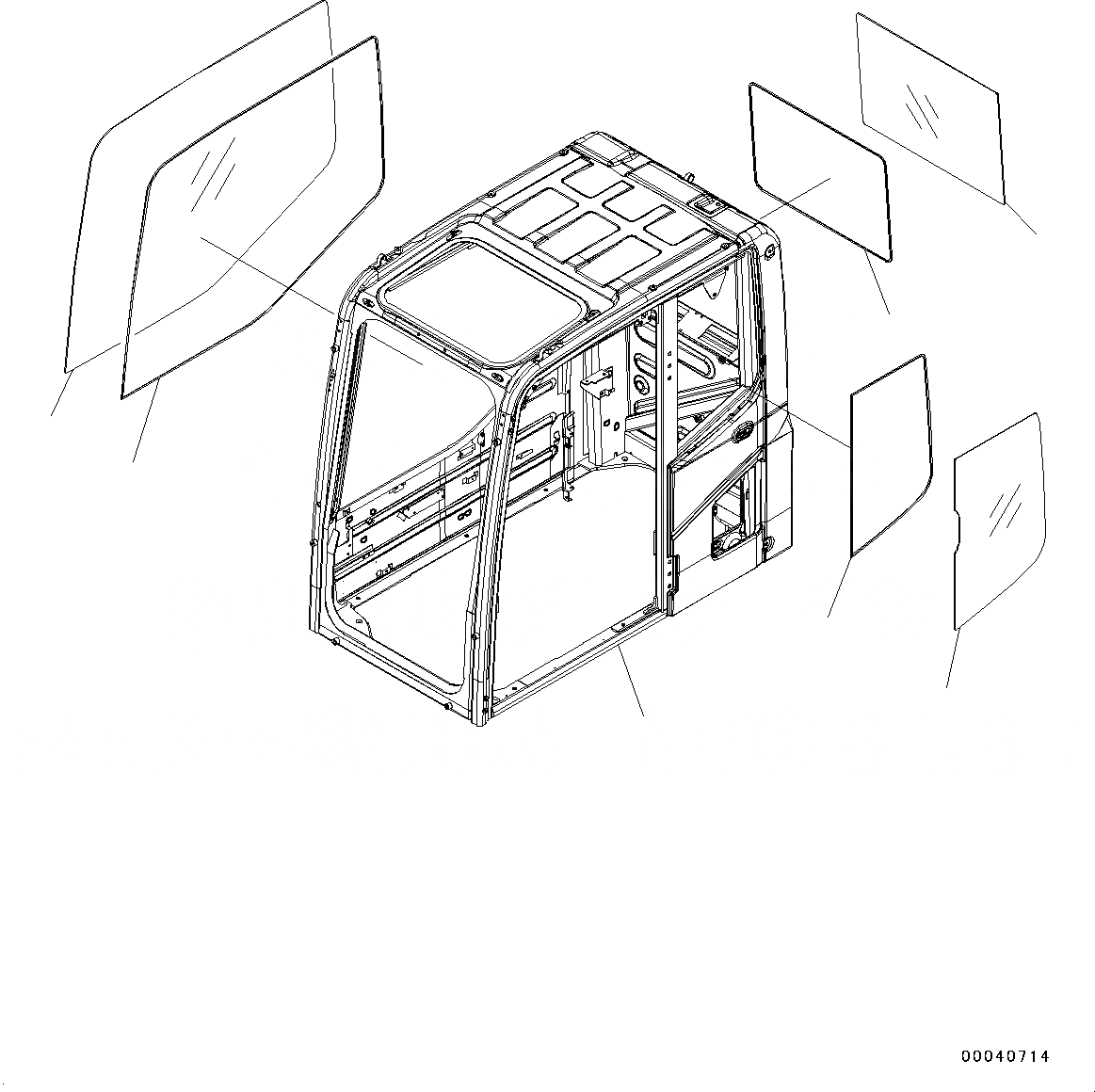 Схема запчастей Komatsu PC350LC-8 - КАБИНА, КОРПУС КАБИНЫ И ОКНА (№-) КАБИНА, ДЛЯ СТРАН ЕС