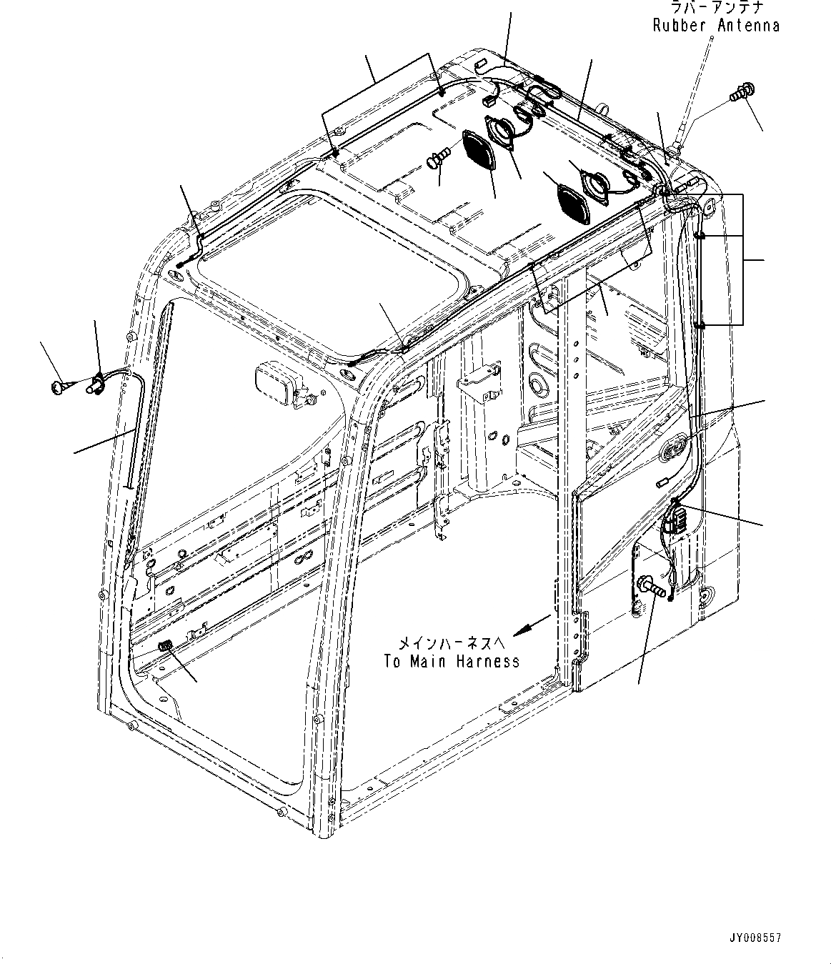 Схема запчастей Komatsu PC350LC-8 - КАБИНА, ГРОМКОГОВОРИТ. И ОМЫВАТЕЛЬ СТЕКЛА (№-) КАБИНА, ДЛЯ СТРАН ЕС